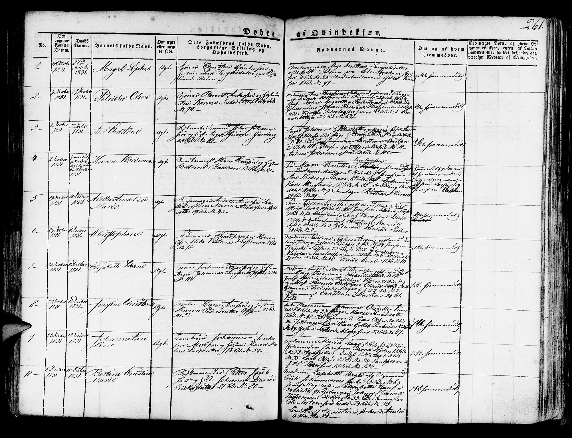 Korskirken sokneprestembete, AV/SAB-A-76101/H/Haa/L0014: Parish register (official) no. A 14, 1823-1835, p. 261