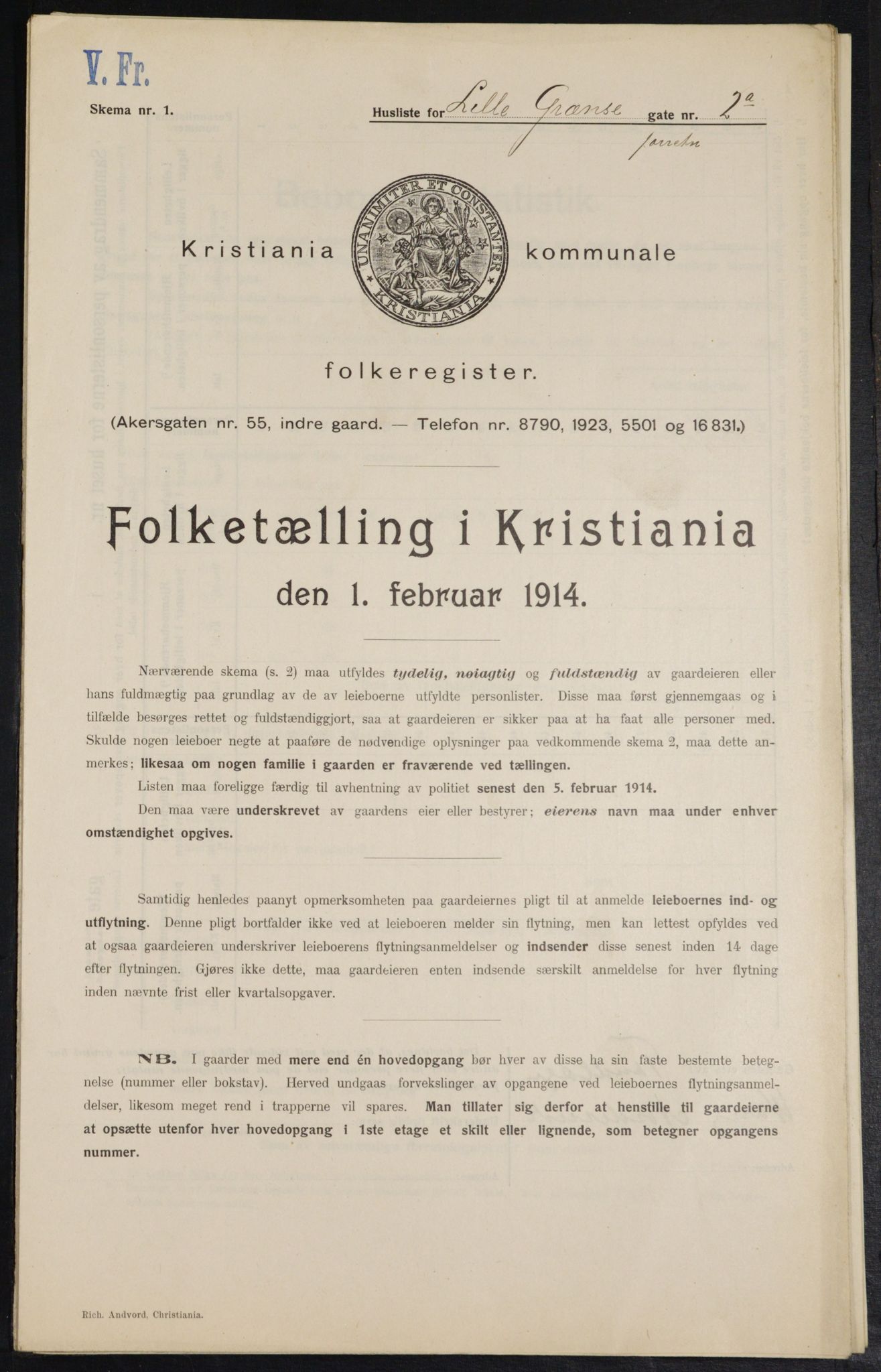 OBA, Municipal Census 1914 for Kristiania, 1914, p. 57449