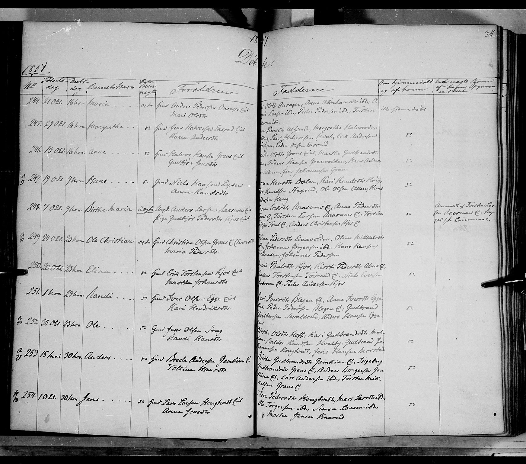 Gran prestekontor, AV/SAH-PREST-112/H/Ha/Haa/L0011: Parish register (official) no. 11, 1842-1856, p. 310-311