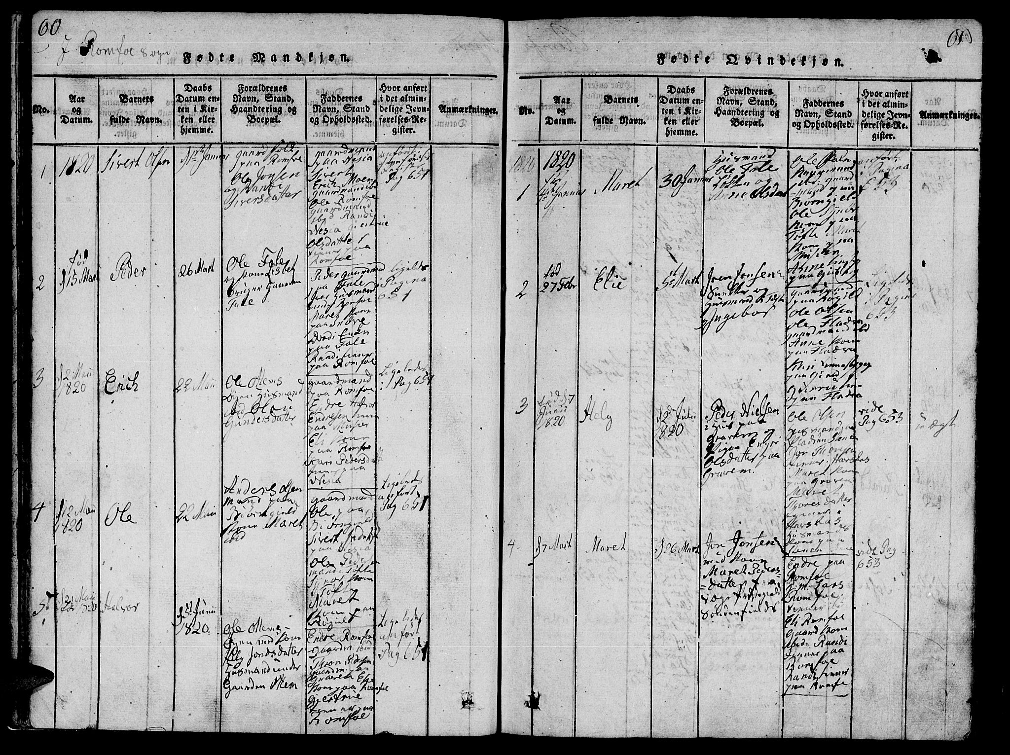 Ministerialprotokoller, klokkerbøker og fødselsregistre - Møre og Romsdal, SAT/A-1454/590/L1010: Parish register (official) no. 590A03 /2, 1820-1832, p. 60-61