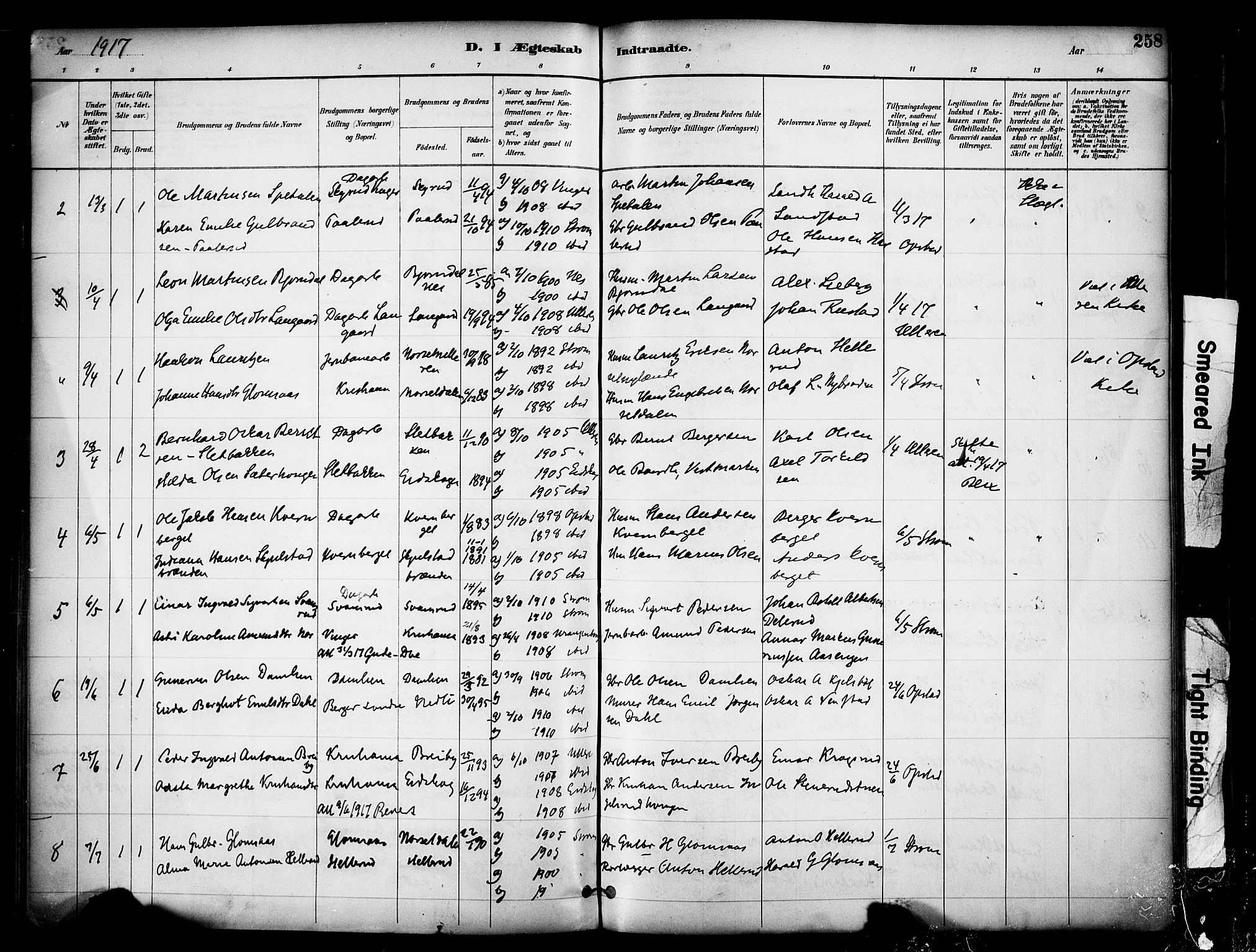 Sør-Odal prestekontor, SAH/PREST-030/H/Ha/Haa/L0007: Parish register (official) no. 7, 1886-1925, p. 258