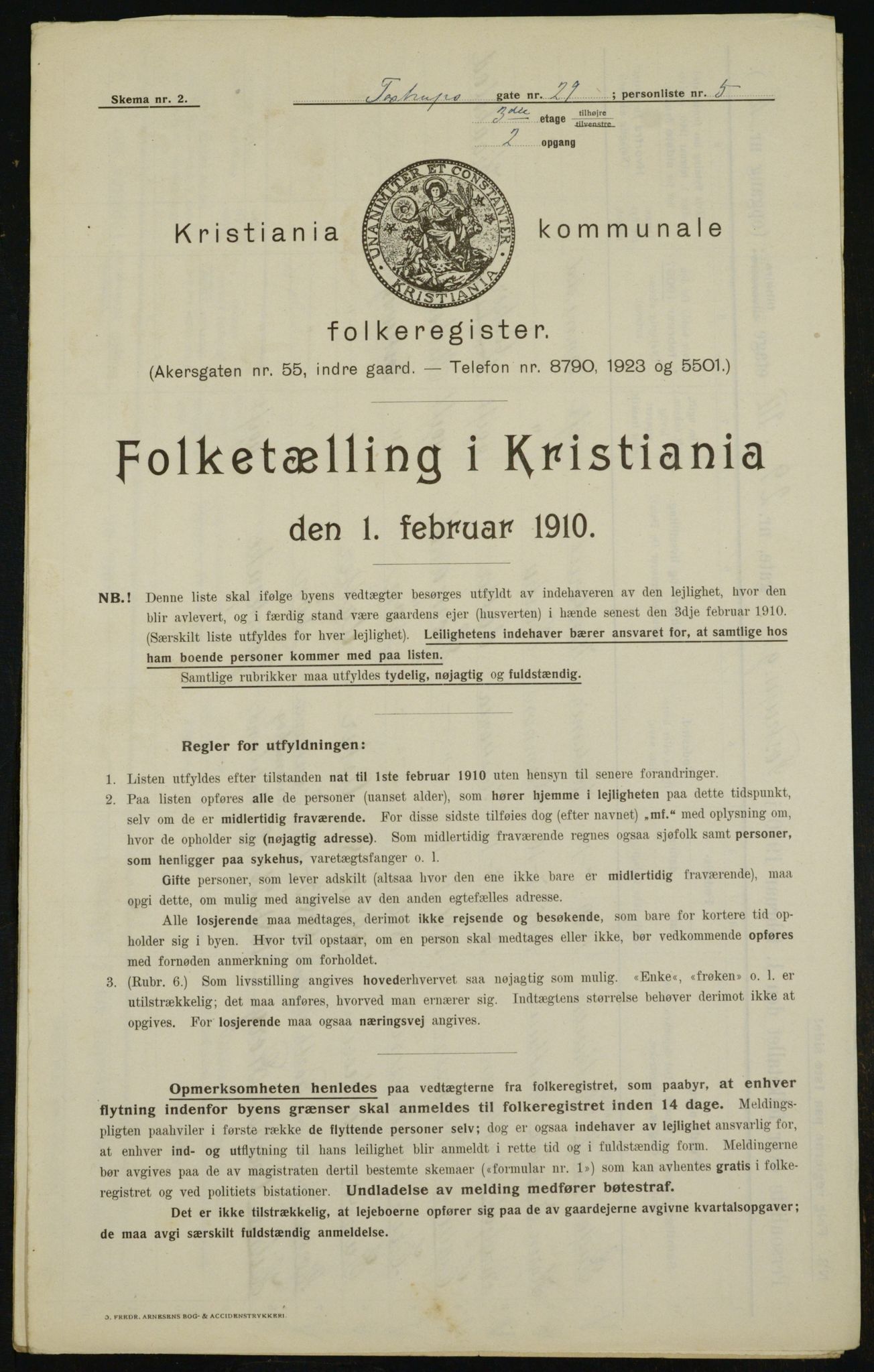 OBA, Municipal Census 1910 for Kristiania, 1910, p. 109510