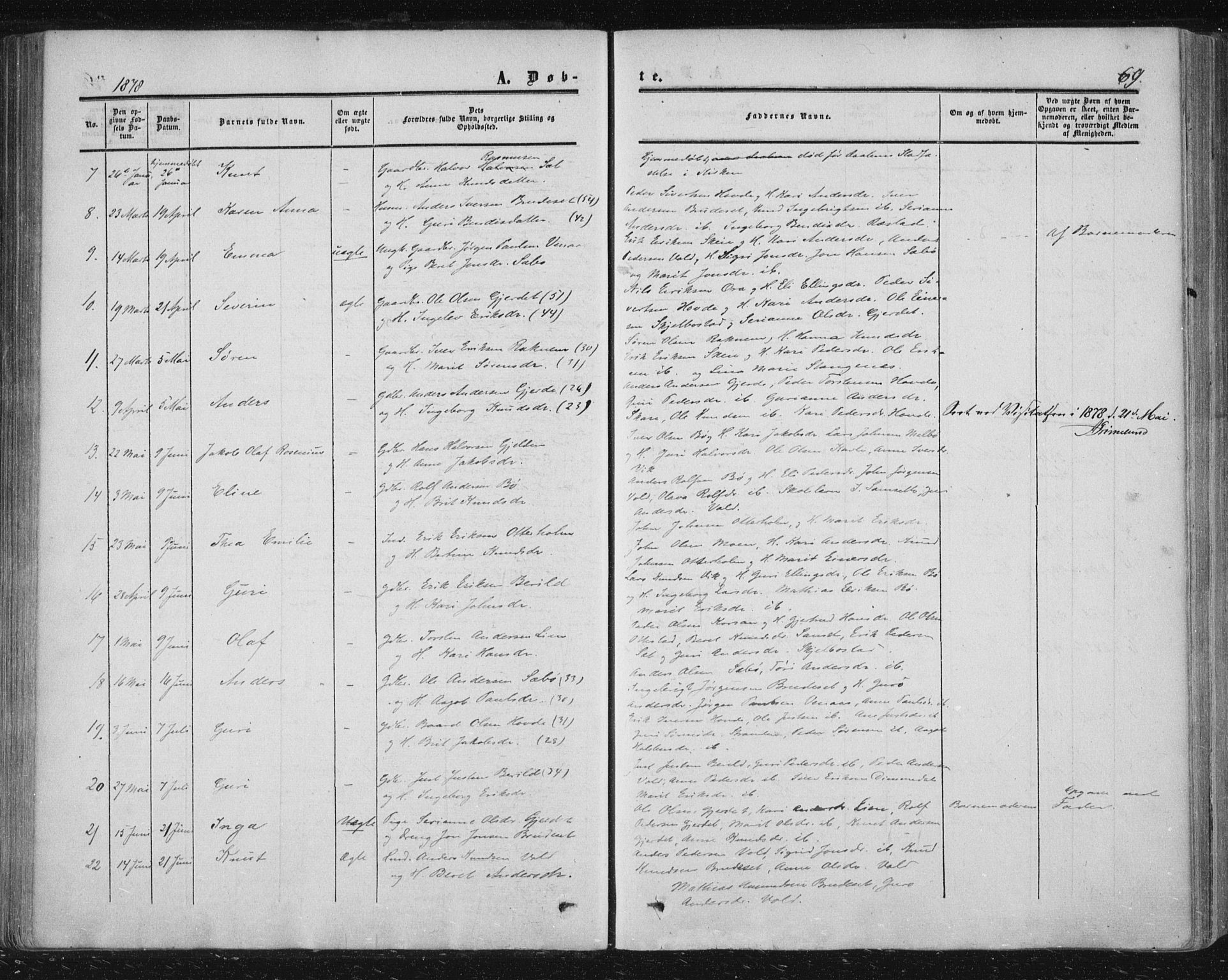 Ministerialprotokoller, klokkerbøker og fødselsregistre - Møre og Romsdal, AV/SAT-A-1454/543/L0562: Parish register (official) no. 543A02, 1854-1884, p. 69