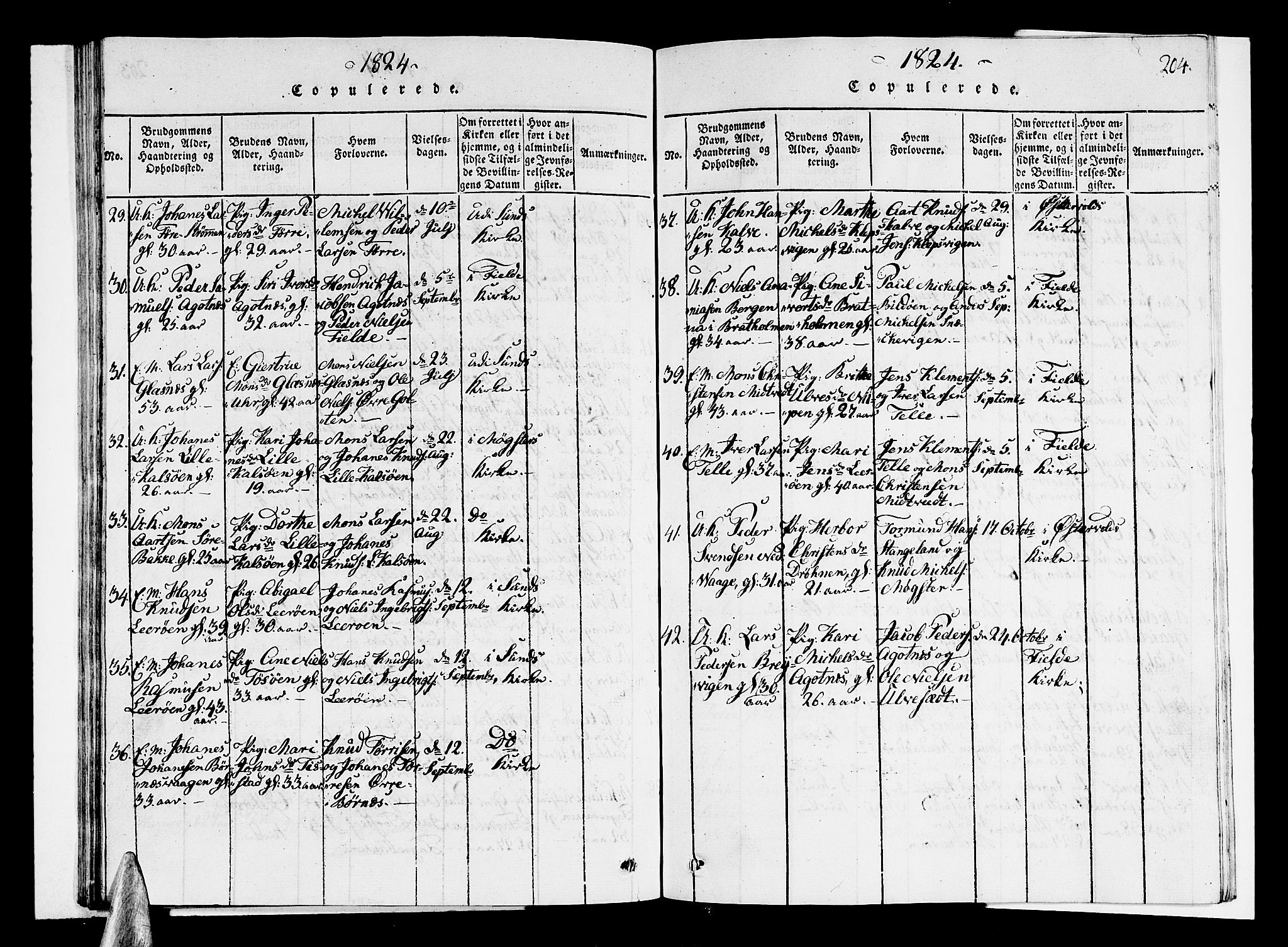 Sund sokneprestembete, AV/SAB-A-99930: Parish register (copy) no. A 1, 1816-1827, p. 204