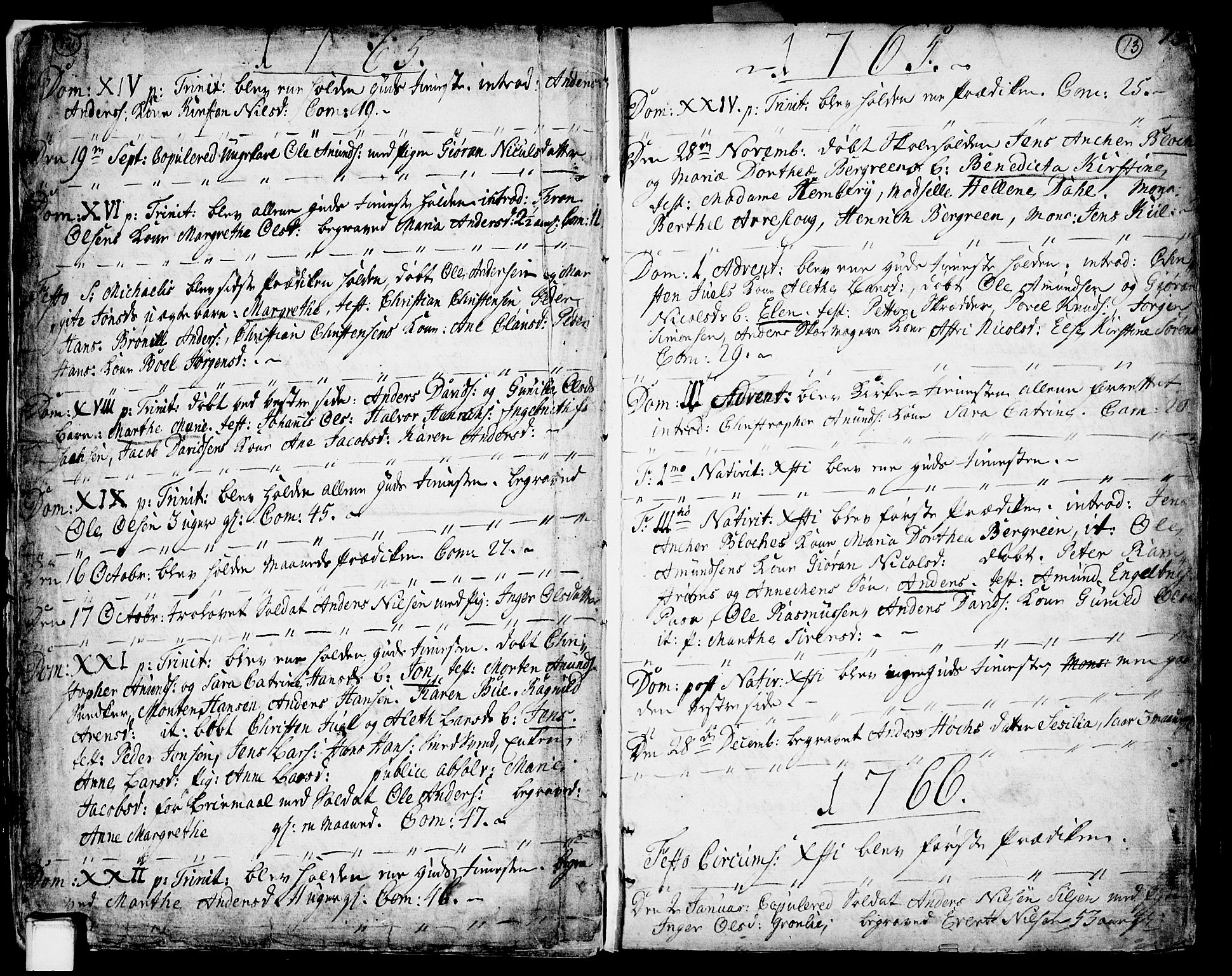 Porsgrunn kirkebøker , SAKO/A-104/F/Fa/L0002: Parish register (official) no. 2, 1764-1814, p. 12-13