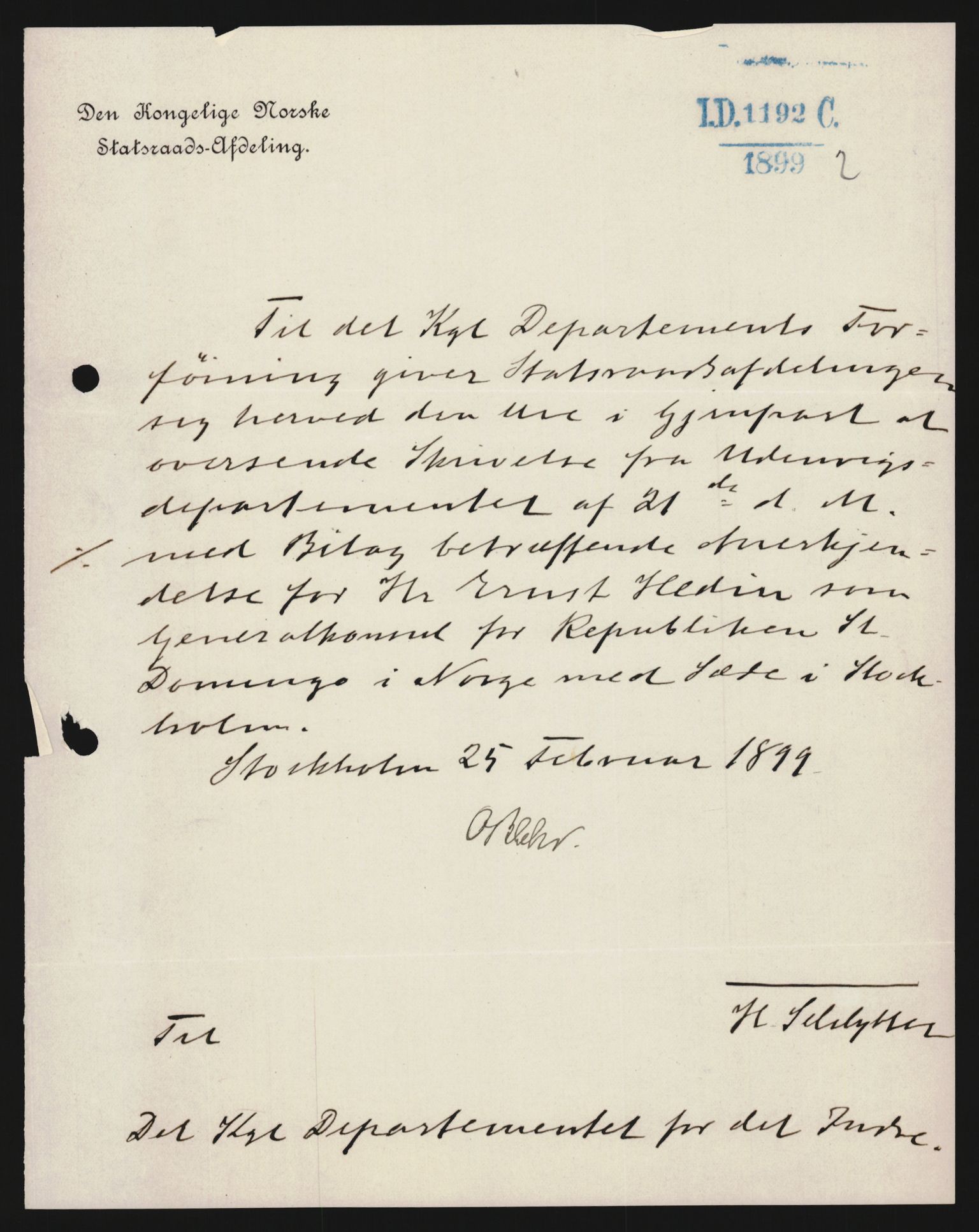 Utenriksdepartementet, AV/RA-S-2259, 1899-1914, p. 1