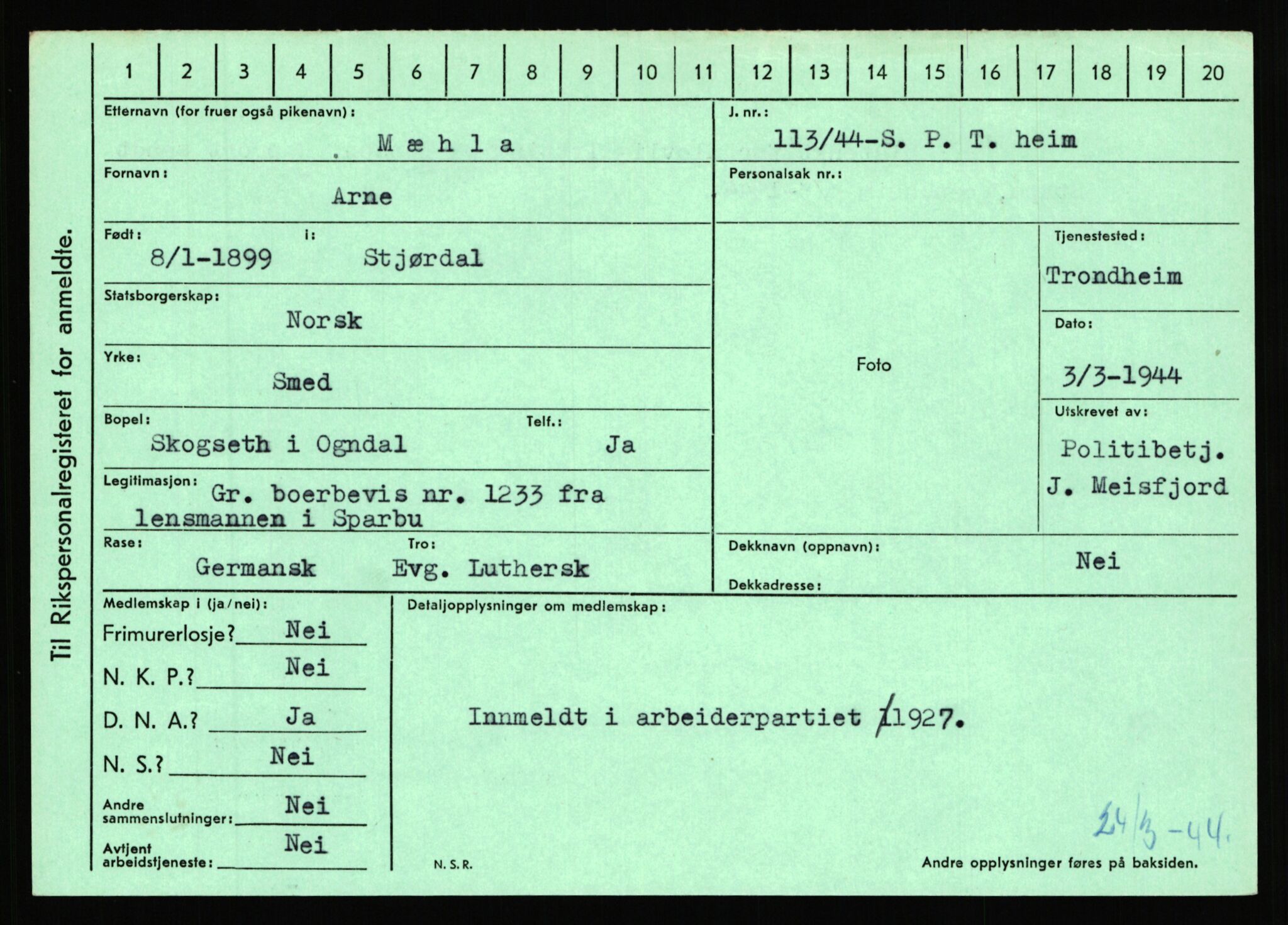 Statspolitiet - Hovedkontoret / Osloavdelingen, AV/RA-S-1329/C/Ca/L0011: Molberg - Nøstvold, 1943-1945, p. 861