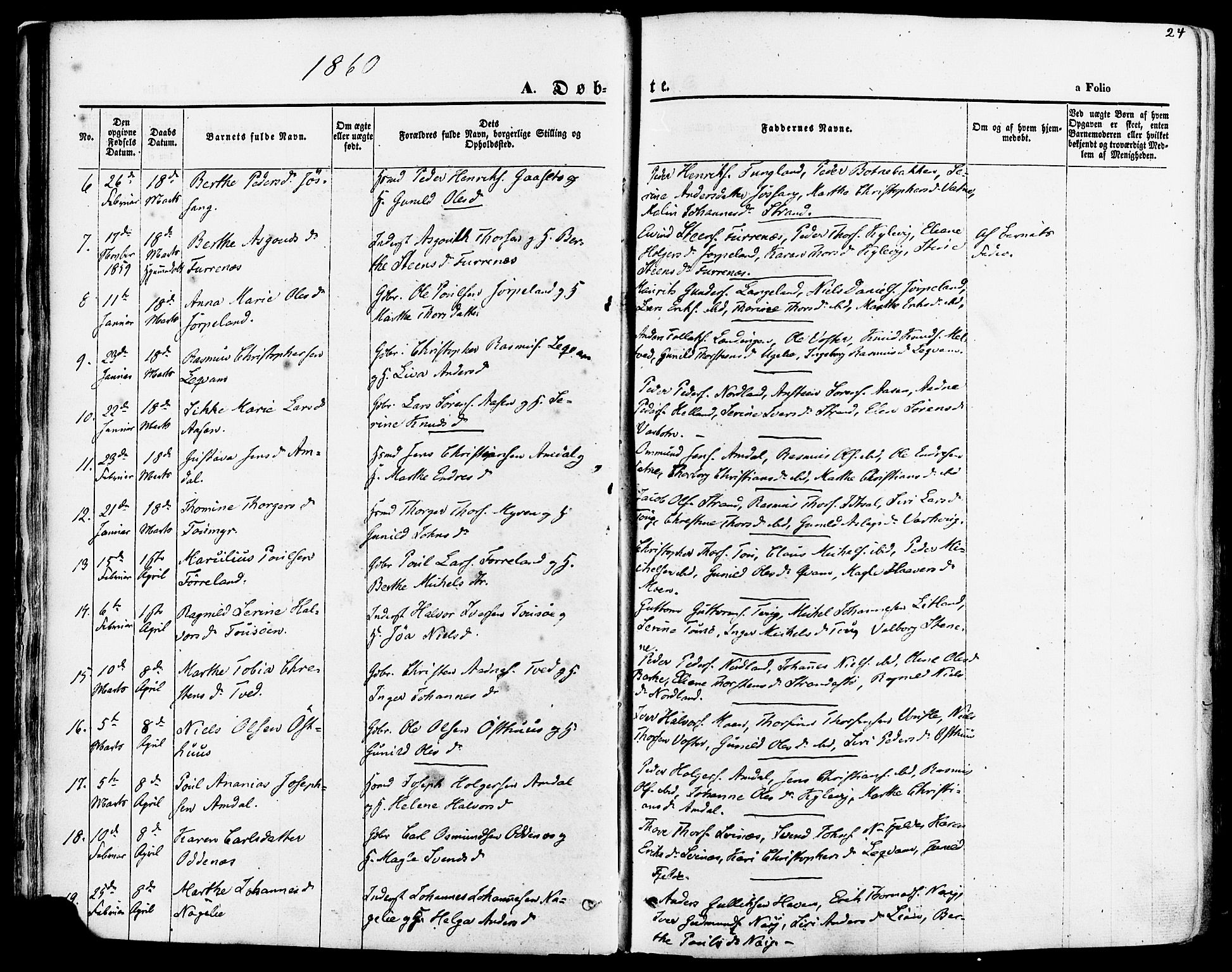 Strand sokneprestkontor, AV/SAST-A-101828/H/Ha/Haa/L0007: Parish register (official) no. A 7, 1855-1881, p. 24