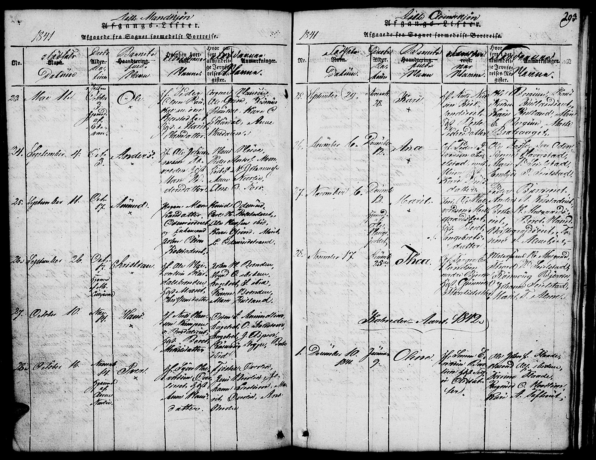 Fron prestekontor, SAH/PREST-078/H/Ha/Hab/L0001: Parish register (copy) no. 1, 1816-1843, p. 293