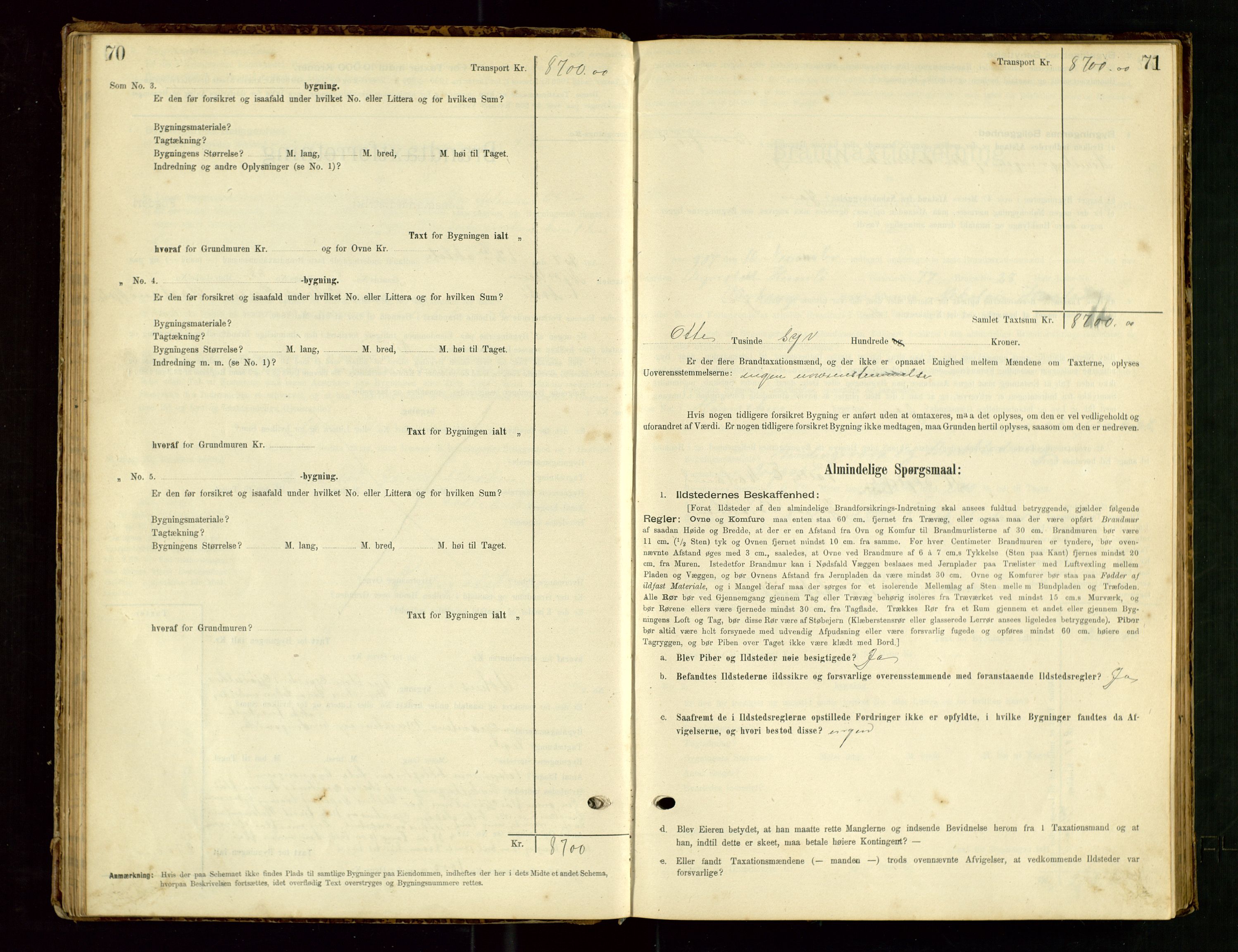 Hå lensmannskontor, SAST/A-100456/Goa/L0003: Takstprotokoll (skjema), 1895-1911, p. 70-71