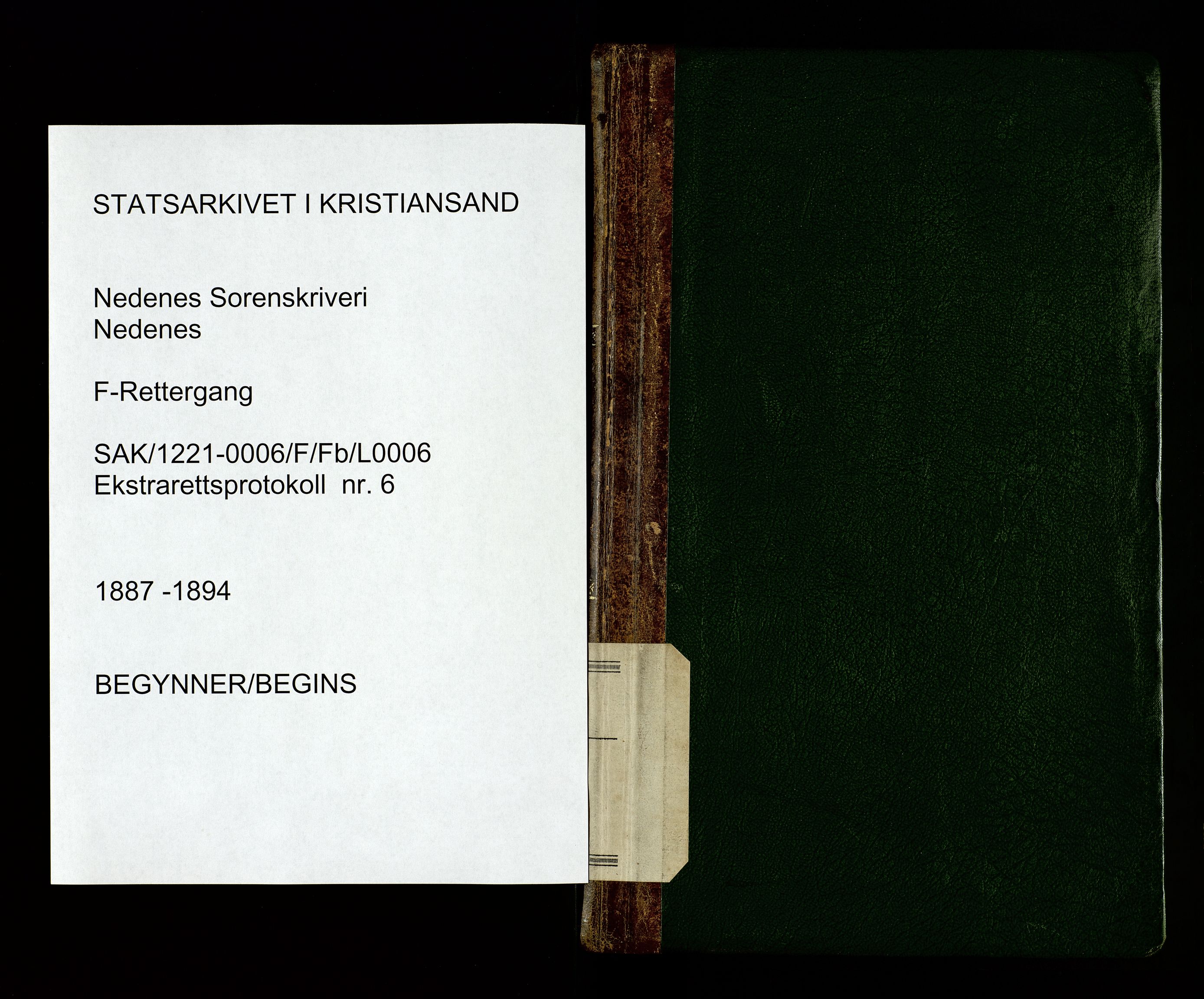 Nedenes sorenskriveri, SAK/1221-0006/F/Fb/L0006: Ekstrarettsprotokoll nr 6, 1887-1894