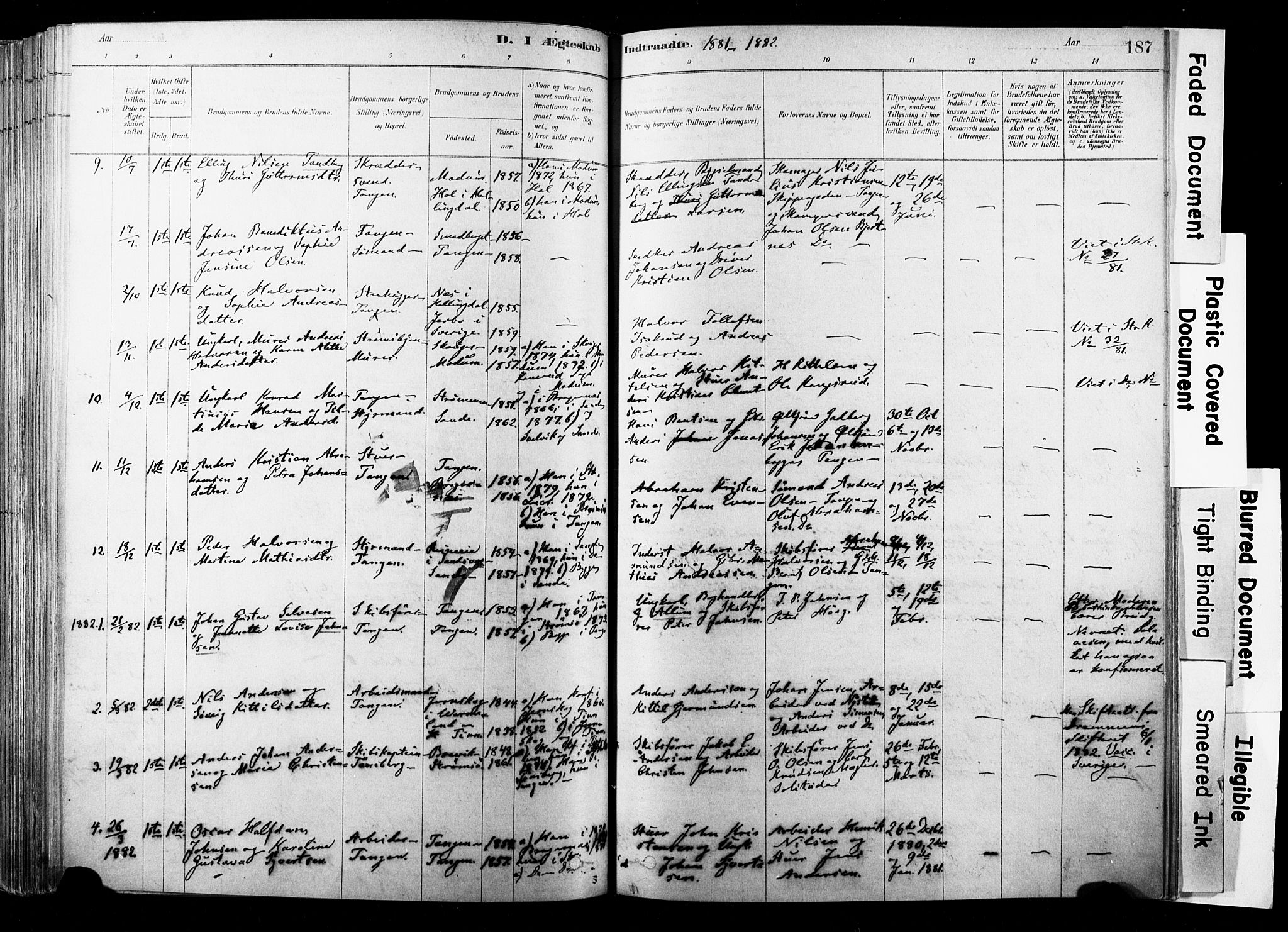 Strømsø kirkebøker, SAKO/A-246/F/Fb/L0006: Parish register (official) no. II 6, 1879-1910, p. 187
