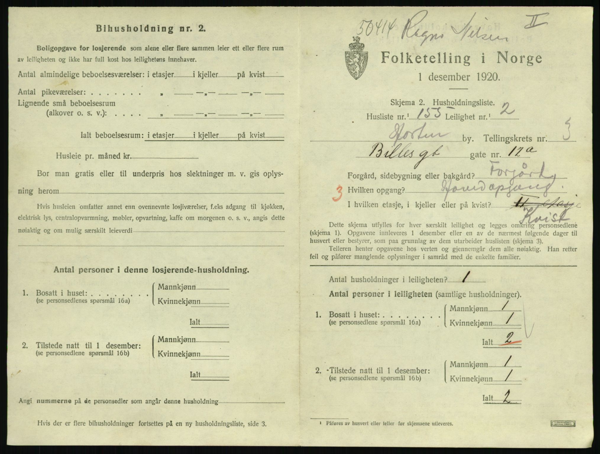 SAKO, 1920 census for Horten, 1920, p. 4641