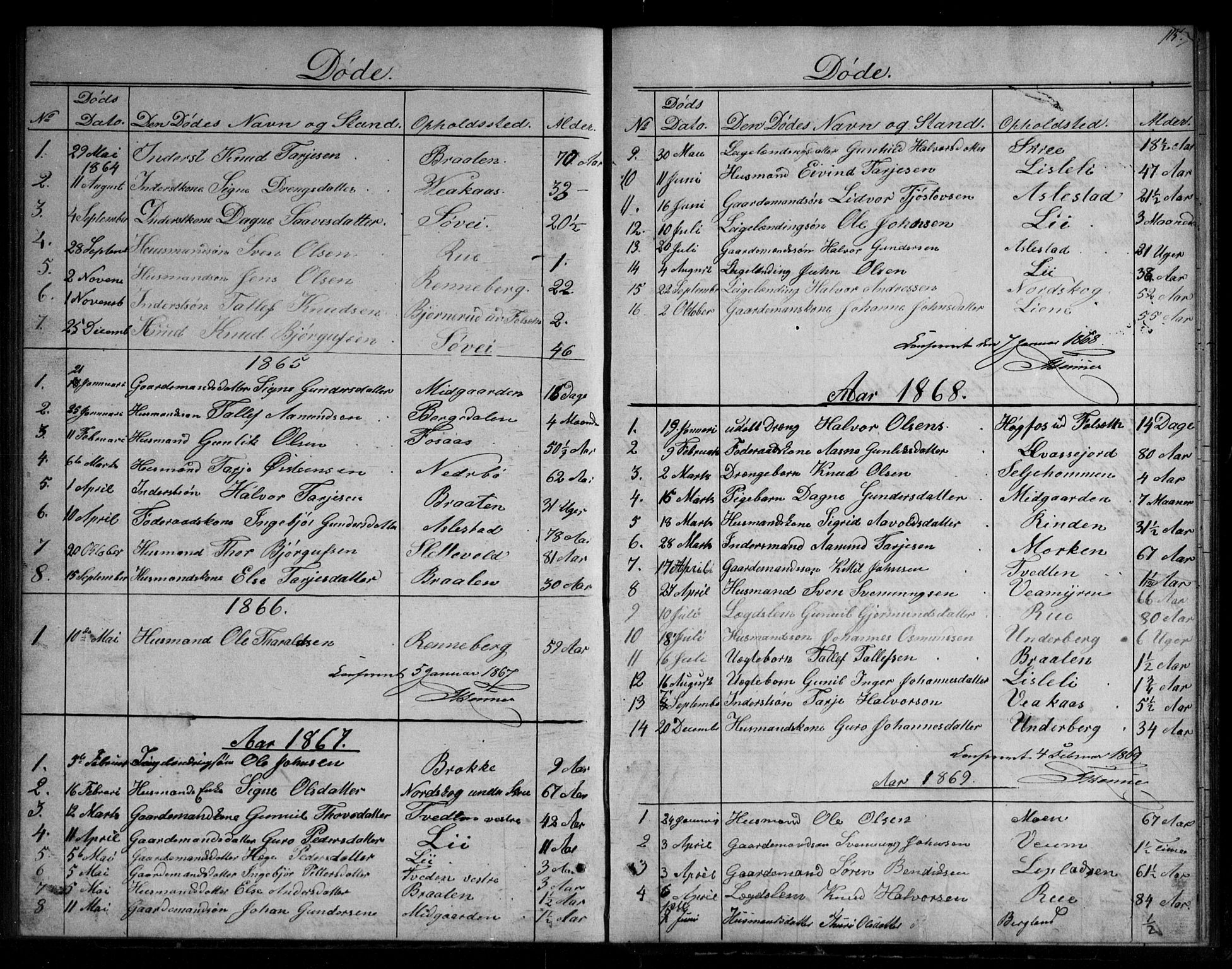 Fyresdal kirkebøker, SAKO/A-263/G/Gb/L0001: Parish register (copy) no. II 1, 1864-1890, p. 115