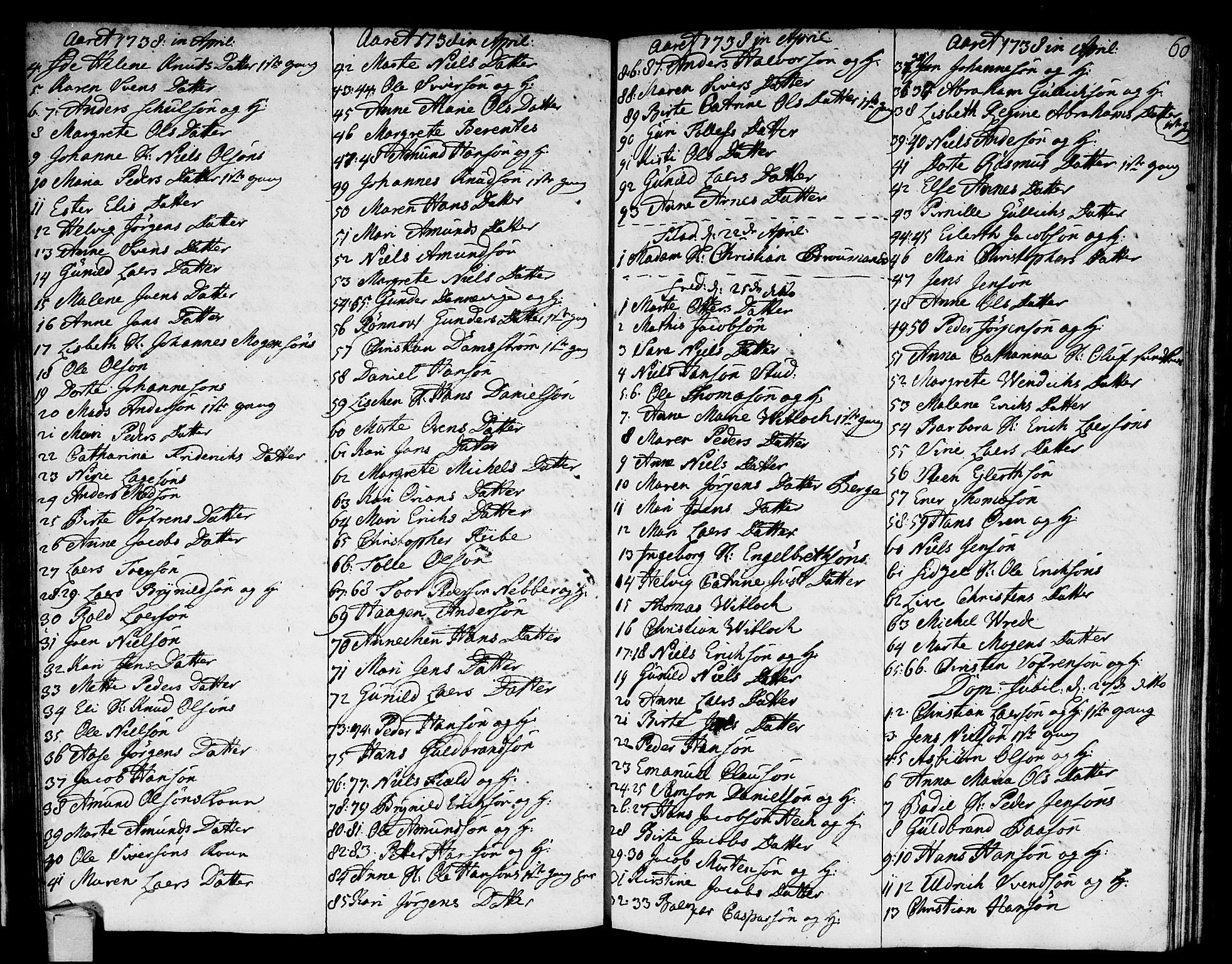 Strømsø kirkebøker, SAKO/A-246/F/Fa/L0005: Parish register (official) no. I 5, 1734-1739, p. 60