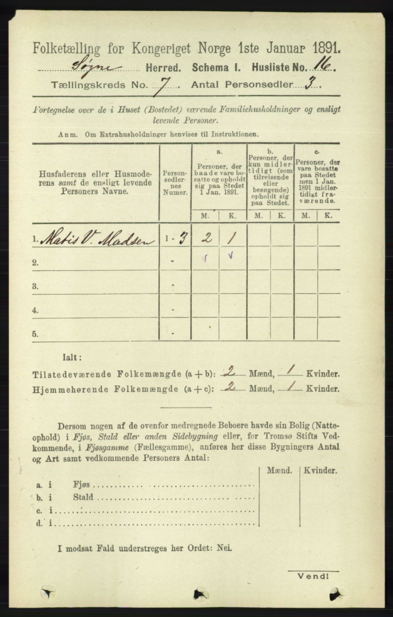 RA, 1891 census for 1018 Søgne, 1891, p. 1439
