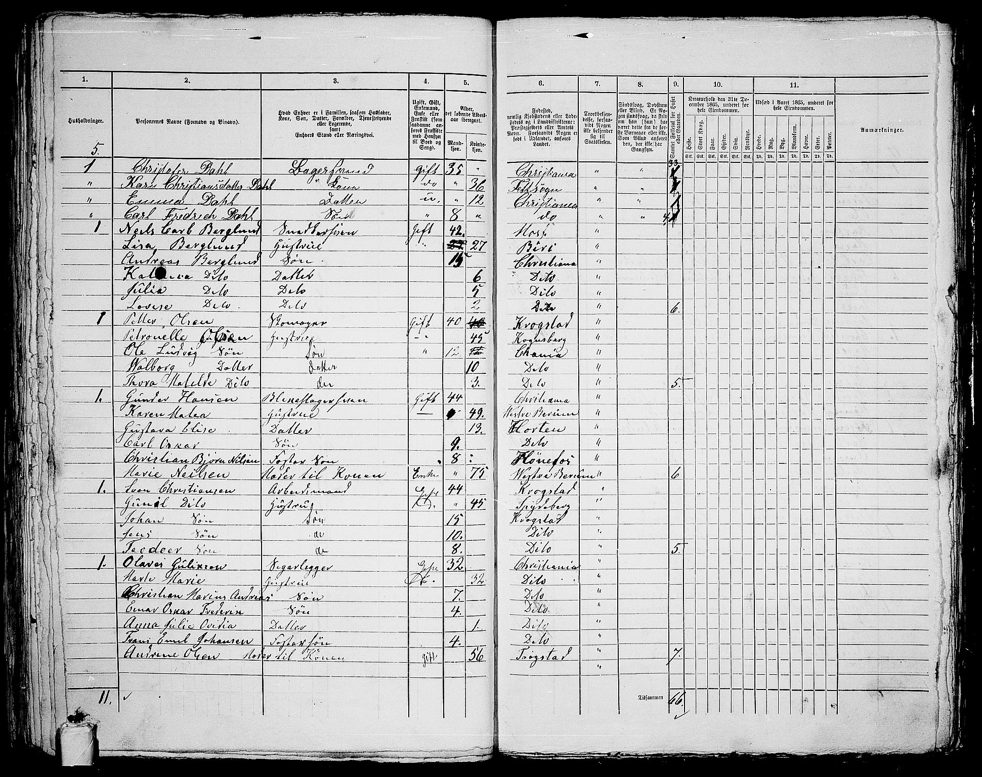 RA, 1865 census for Kristiania, 1865, p. 1612