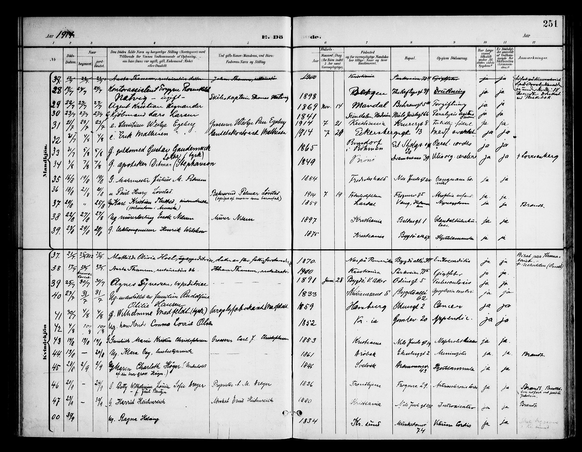 Frogner prestekontor Kirkebøker, AV/SAO-A-10886/F/Fa/L0004: Parish register (official) no. 4, 1898-1921, p. 251