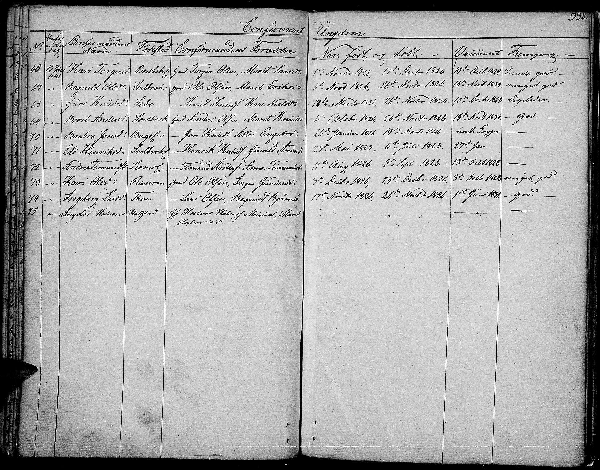Nord-Aurdal prestekontor, SAH/PREST-132/H/Ha/Haa/L0003: Parish register (official) no. 3, 1828-1841, p. 330