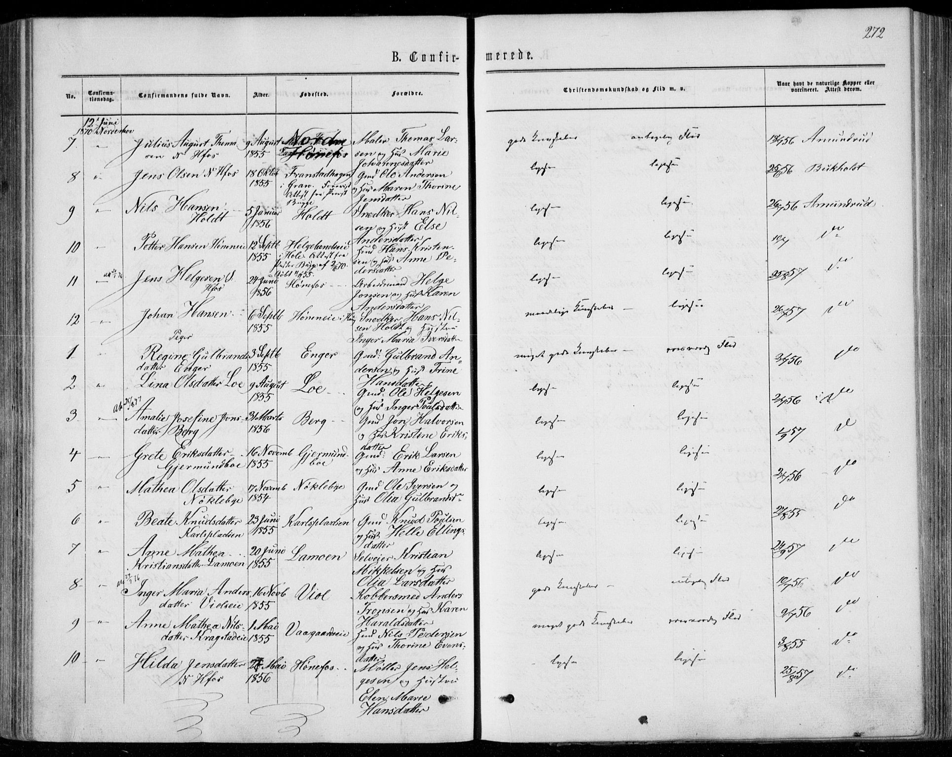 Norderhov kirkebøker, SAKO/A-237/F/Fa/L0013: Parish register (official) no. 13, 1866-1874, p. 272