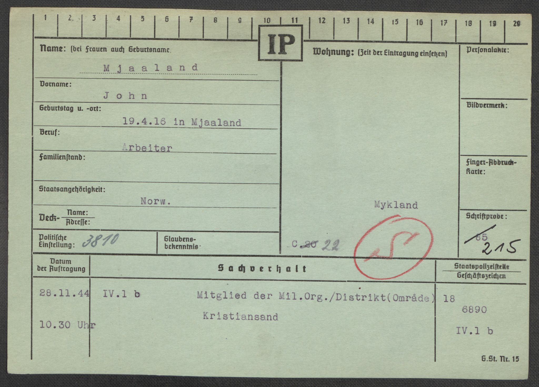 Befehlshaber der Sicherheitspolizei und des SD, AV/RA-RAFA-5969/E/Ea/Eaa/L0007: Register over norske fanger i Møllergata 19: Lundb-N, 1940-1945, p. 672