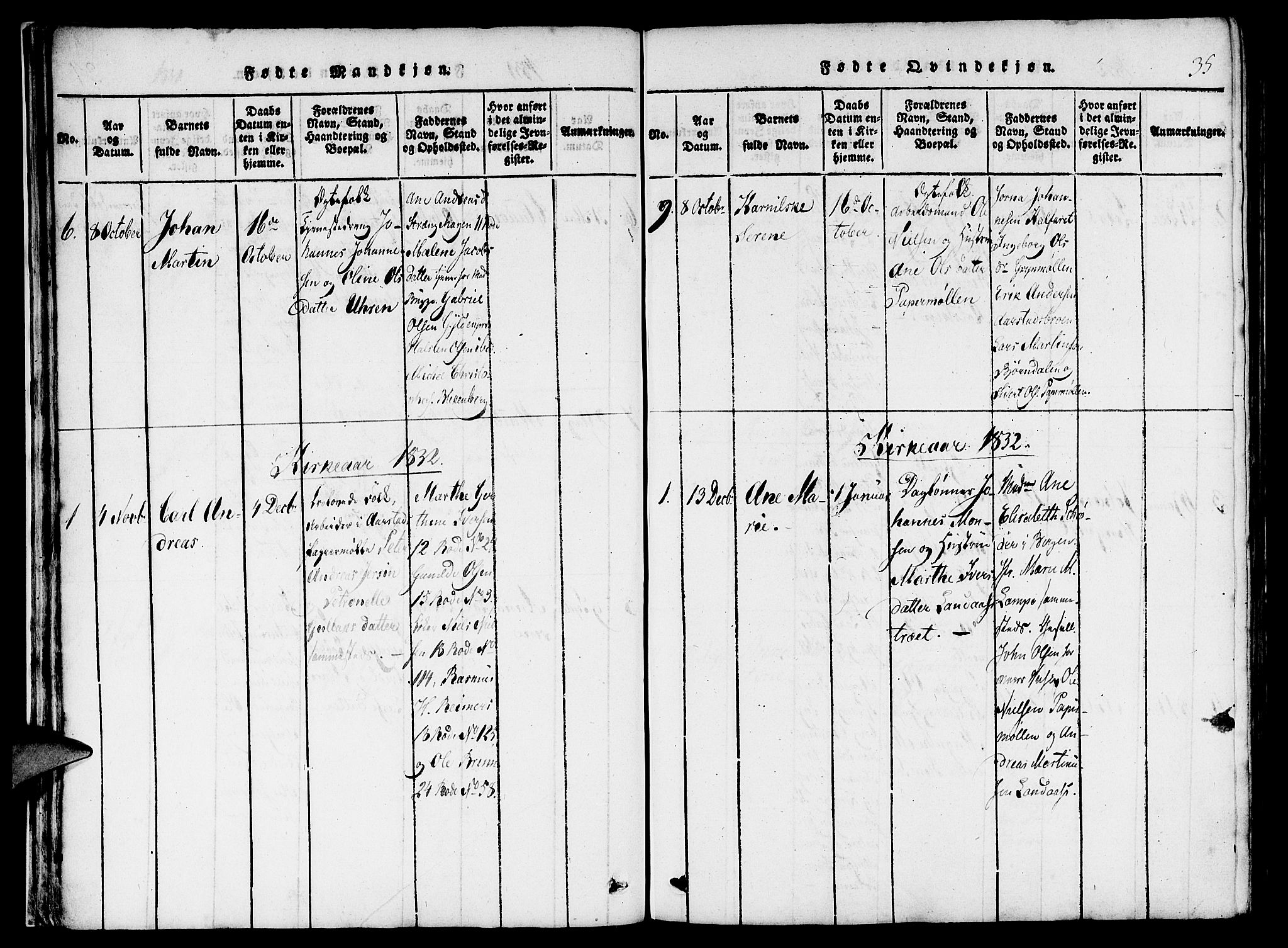 St. Jørgens hospital og Årstad sokneprestembete, SAB/A-99934: Parish register (official) no. A 3, 1815-1843, p. 35