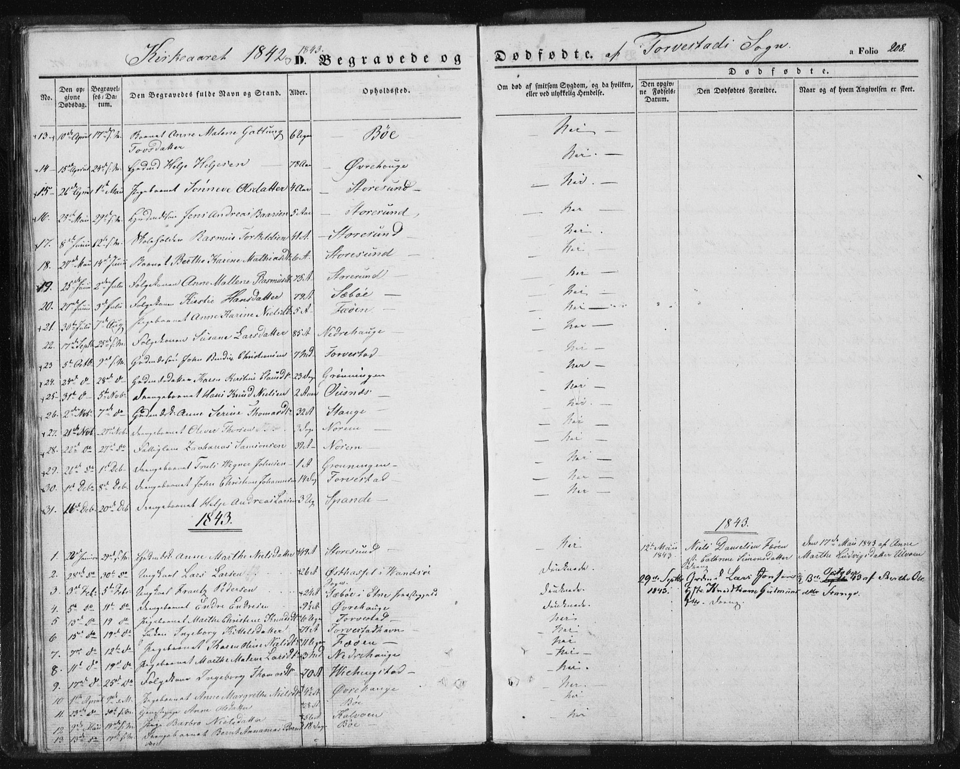 Torvastad sokneprestkontor, AV/SAST-A -101857/H/Ha/Haa/L0005: Parish register (official) no. A 5, 1836-1847, p. 208