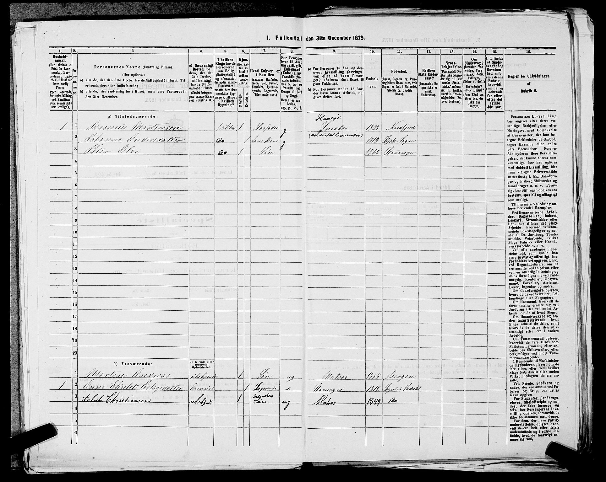 SAST, 1875 census for 1107B Sokndal/Sokndal, 1875, p. 102