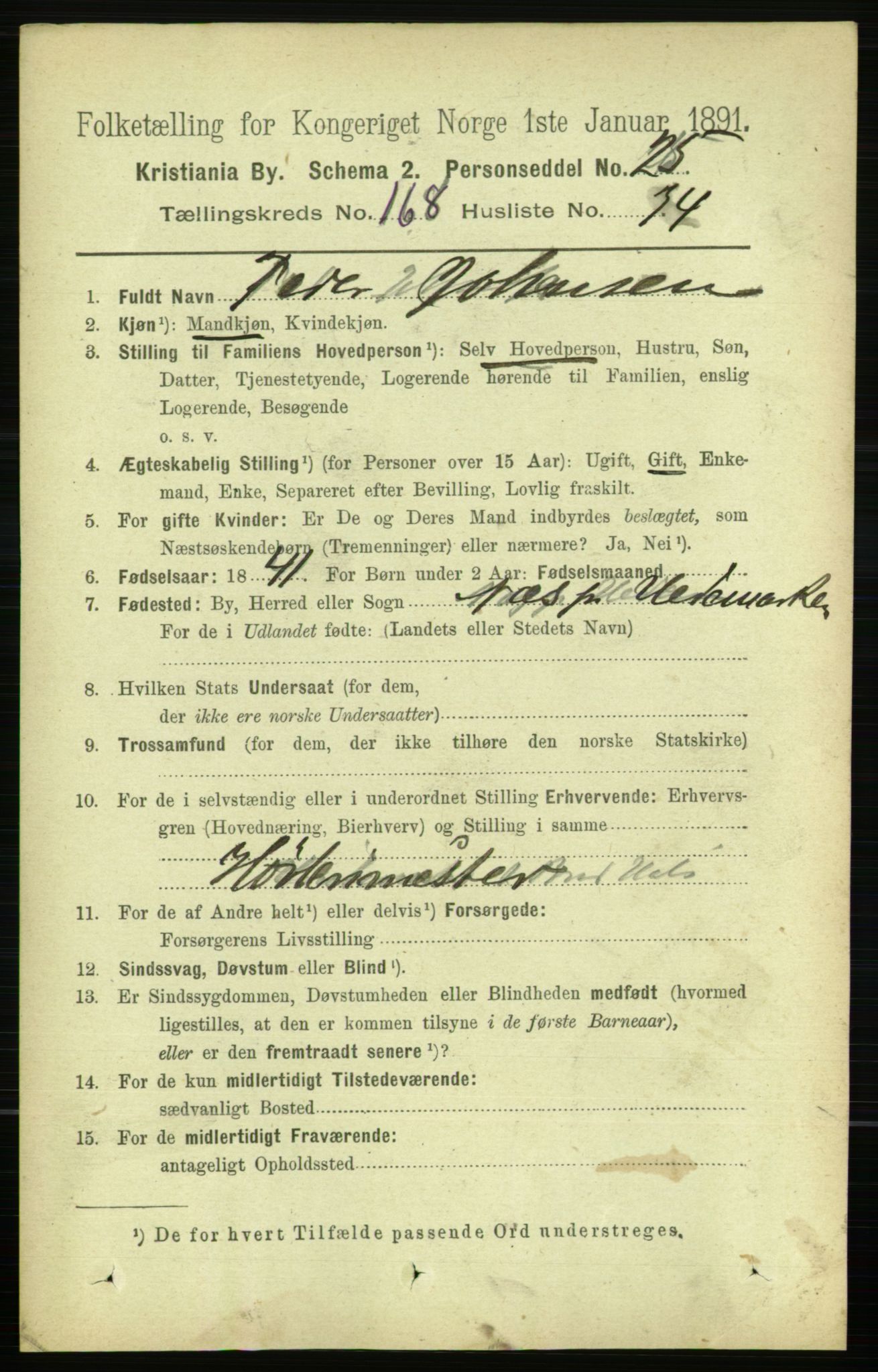 RA, 1891 census for 0301 Kristiania, 1891, p. 98582