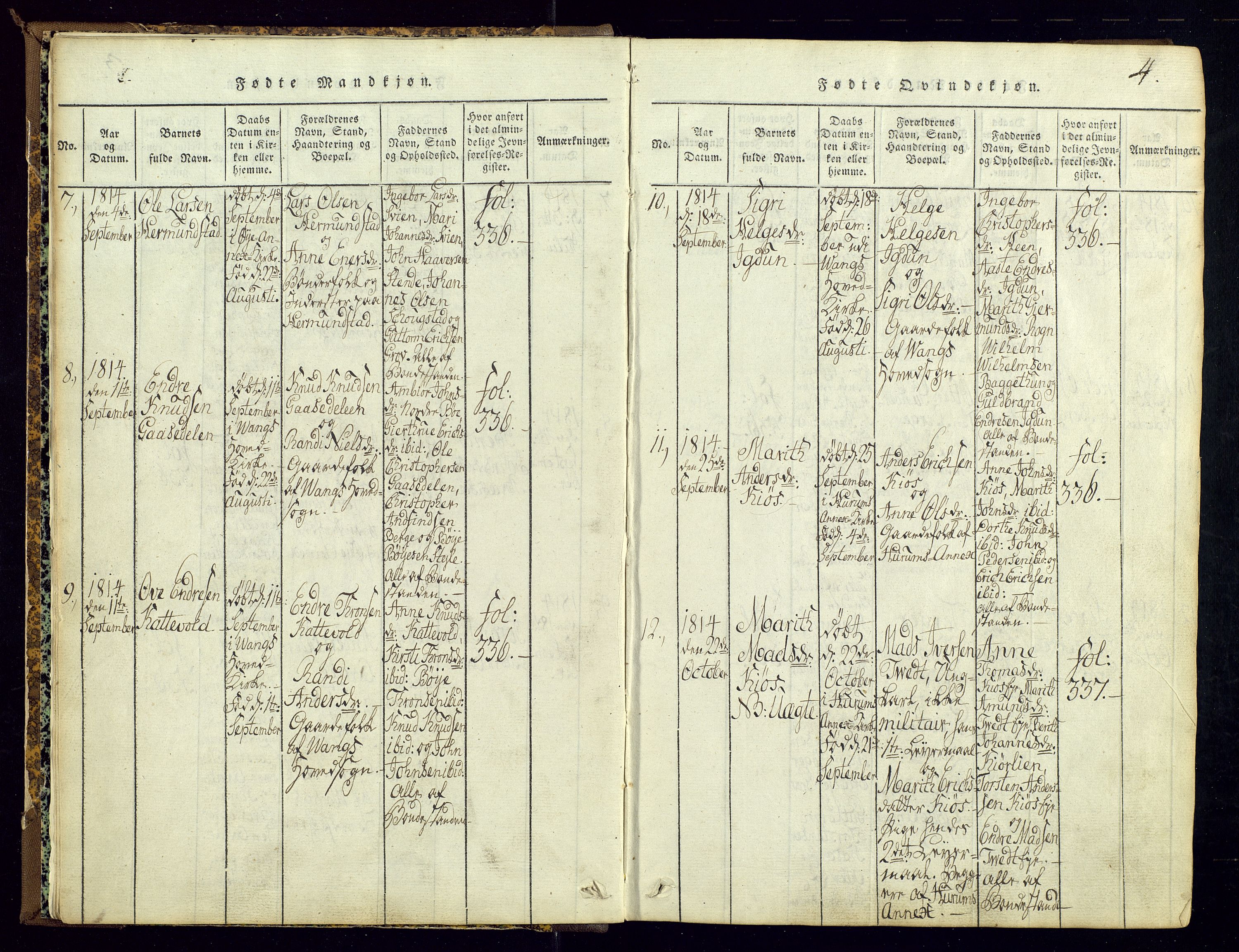 Vang prestekontor, Valdres, AV/SAH-PREST-140/H/Ha/L0004: Parish register (official) no. 4, 1814-1831, p. 4