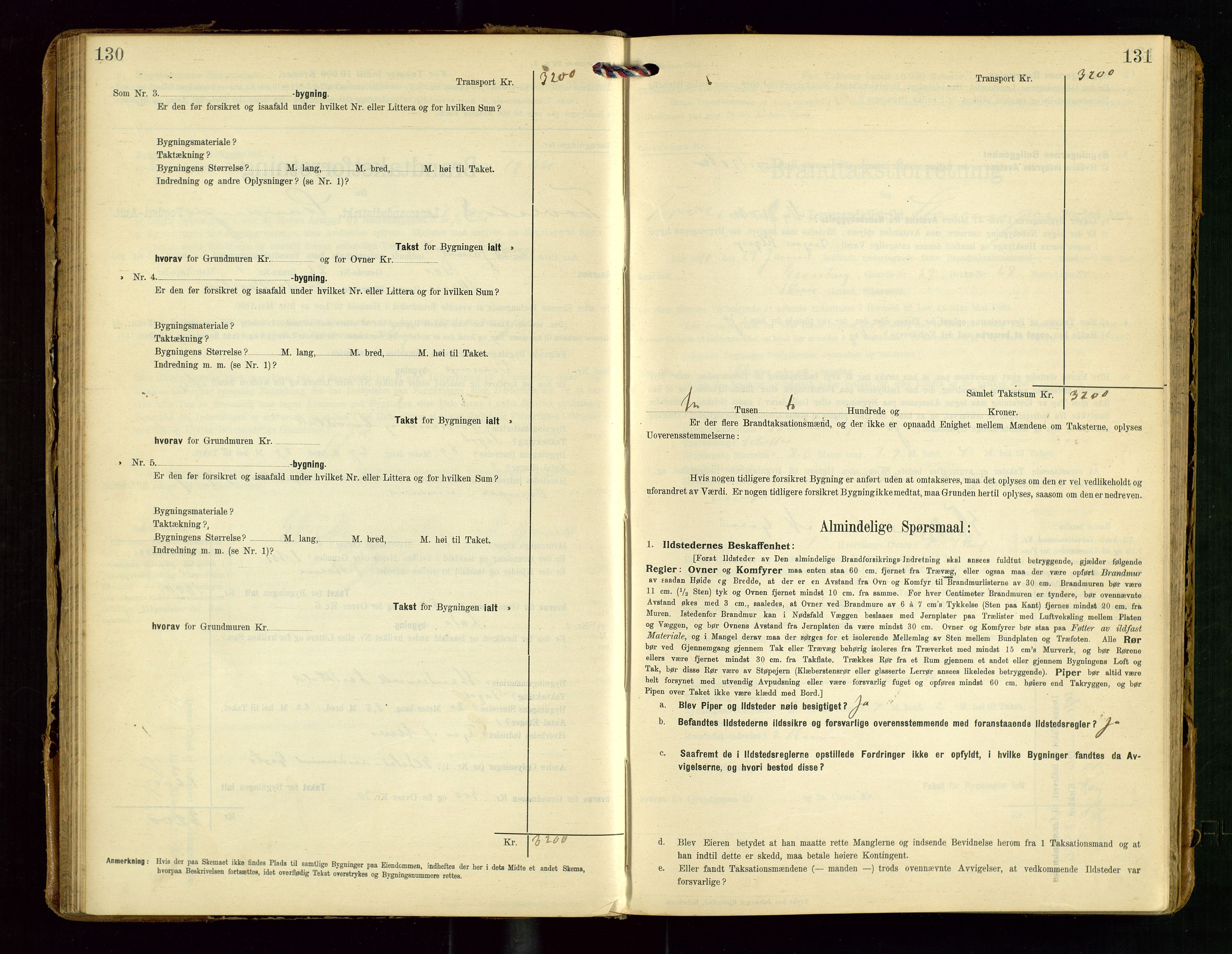 Torvestad lensmannskontor, AV/SAST-A-100307/1/Gob/L0004: "Brandtaxationsprotokol for Torvestad Lensmannsdistrikt", 1909-1923, p. 130-131