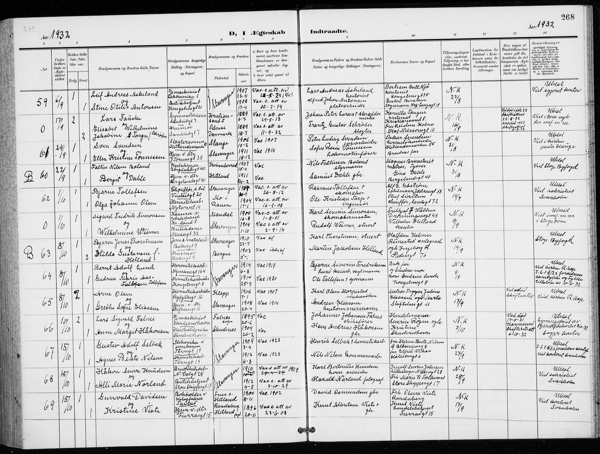 St. Petri sokneprestkontor, AV/SAST-A-101813/001/30/30BB/L0009: Parish register (copy) no. B 9, 1902-1935, p. 268