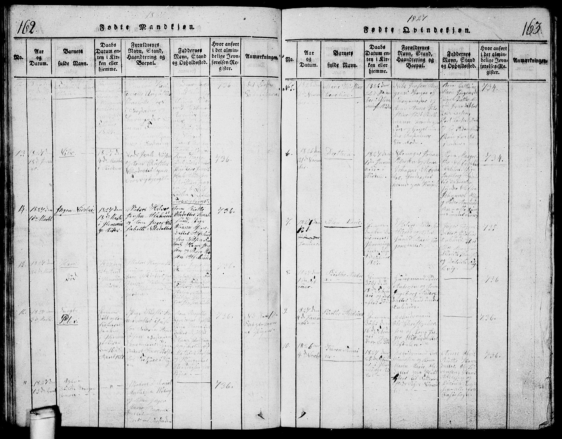 Glemmen prestekontor Kirkebøker, SAO/A-10908/G/Ga/L0001: Parish register (copy) no. 1, 1816-1838, p. 162-163