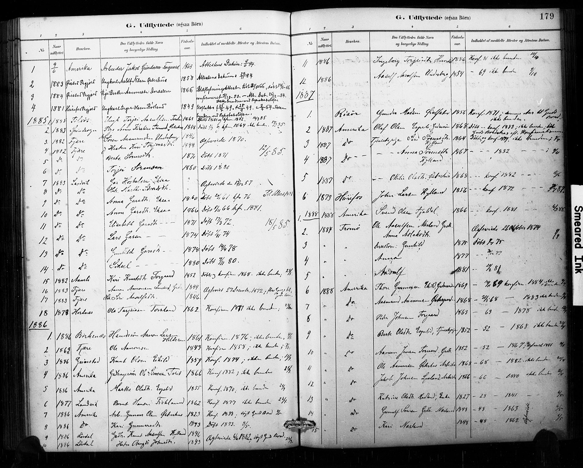 Åseral sokneprestkontor, AV/SAK-1111-0051/F/Fa/L0003: Parish register (official) no. A 3, 1884-1901, p. 179