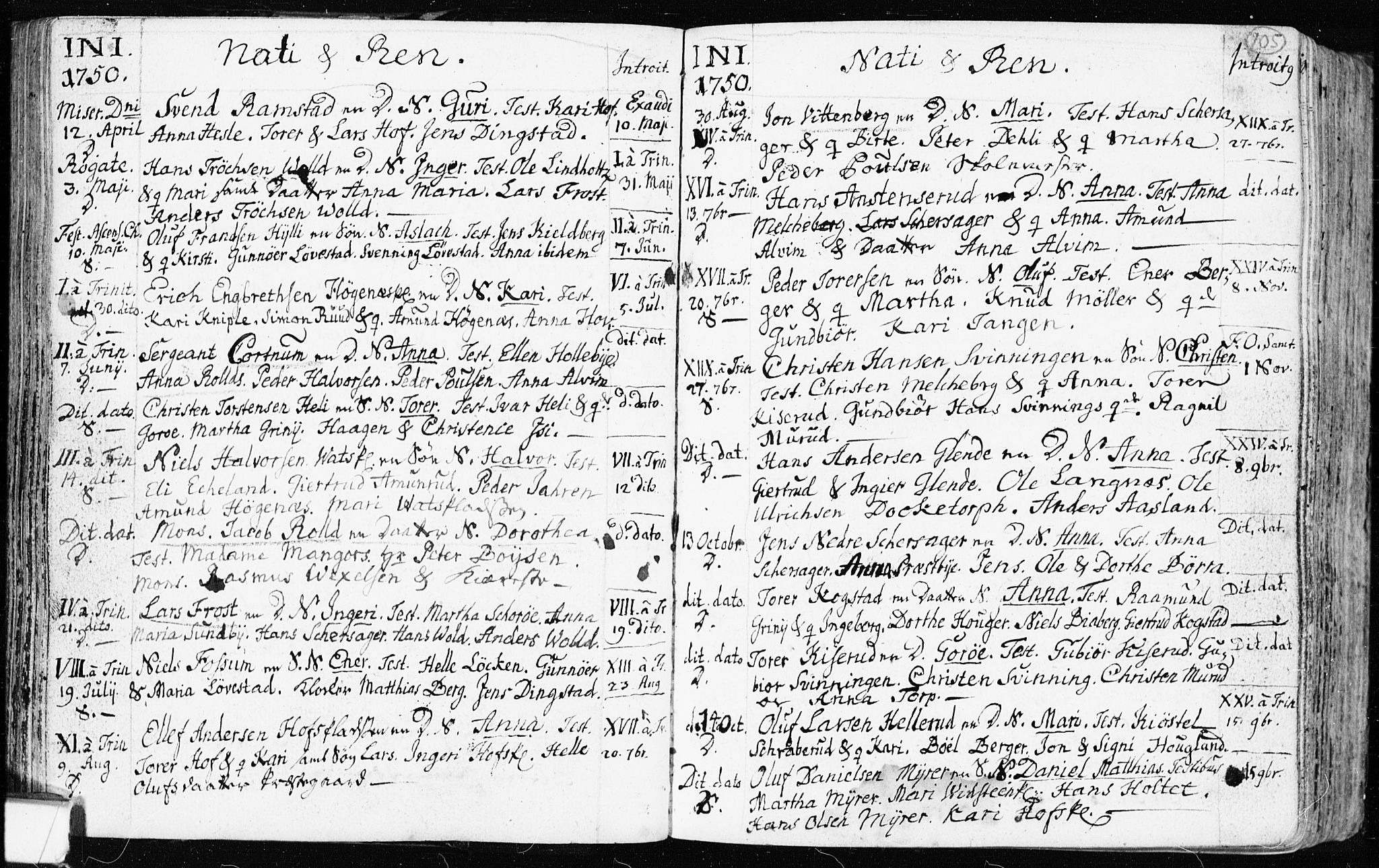 Spydeberg prestekontor Kirkebøker, AV/SAO-A-10924/F/Fa/L0002: Parish register (official) no. I 2, 1739-1780, p. 105