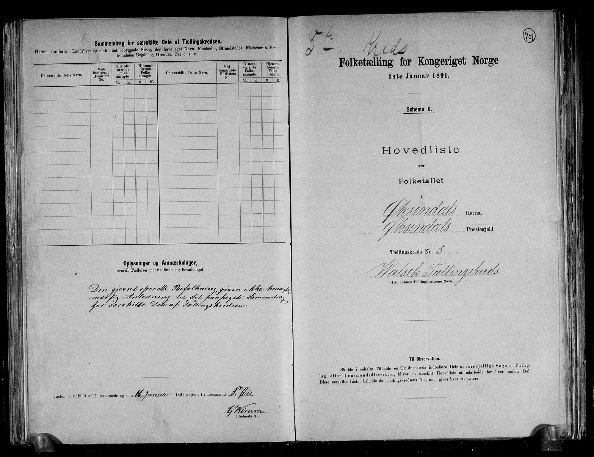 RA, 1891 census for 1561 Øksendal, 1891, p. 12