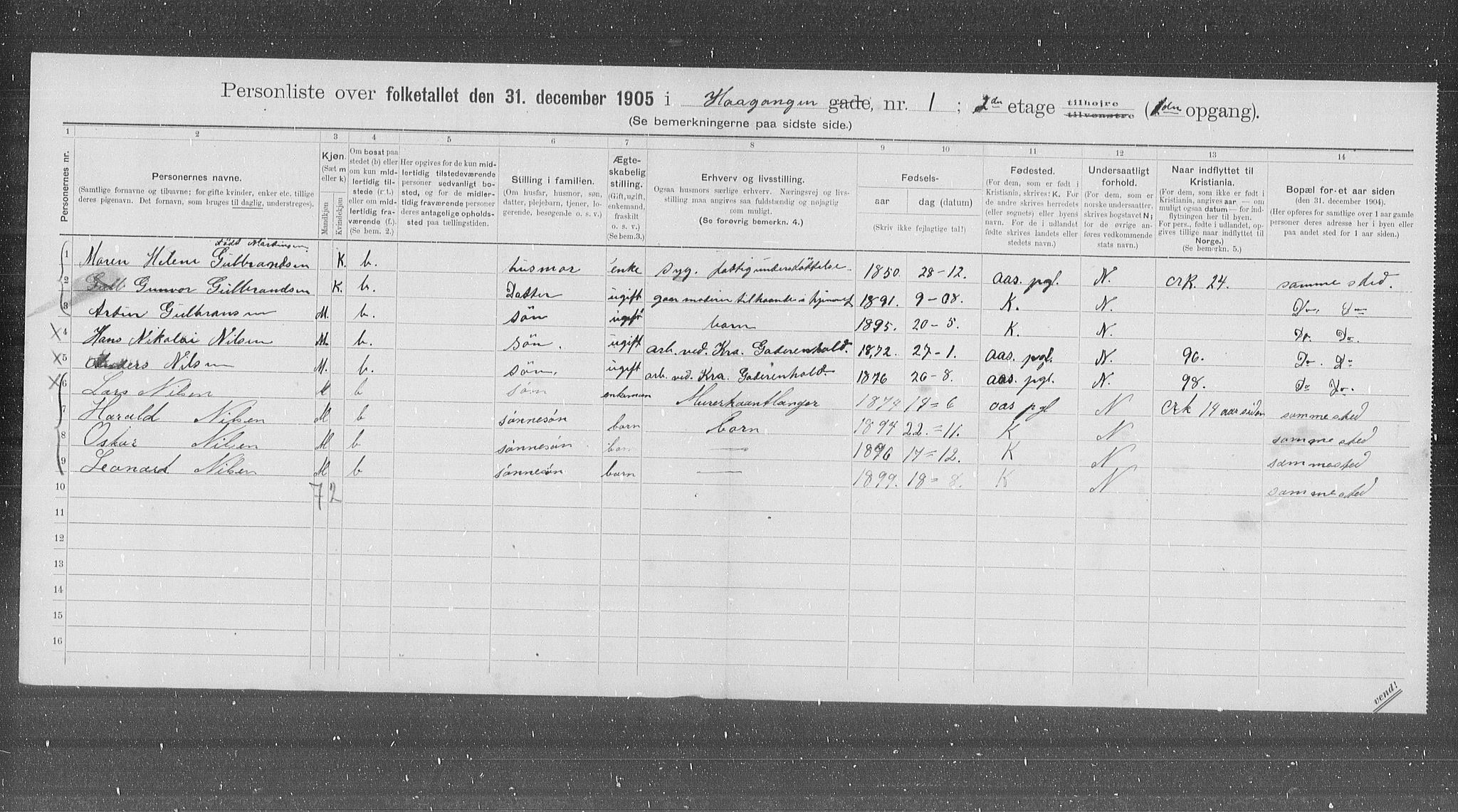 OBA, Municipal Census 1905 for Kristiania, 1905, p. 22515