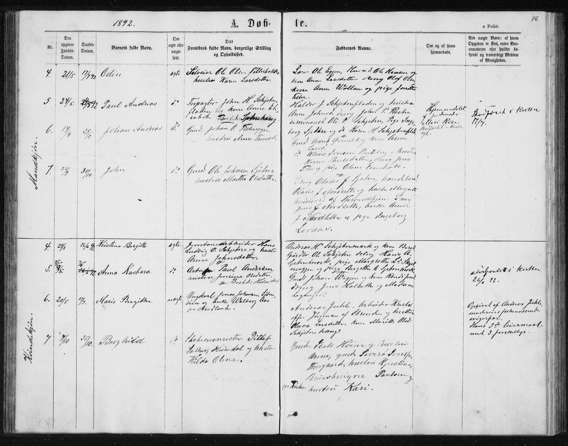 Ministerialprotokoller, klokkerbøker og fødselsregistre - Sør-Trøndelag, SAT/A-1456/621/L0459: Parish register (copy) no. 621C02, 1866-1895, p. 46