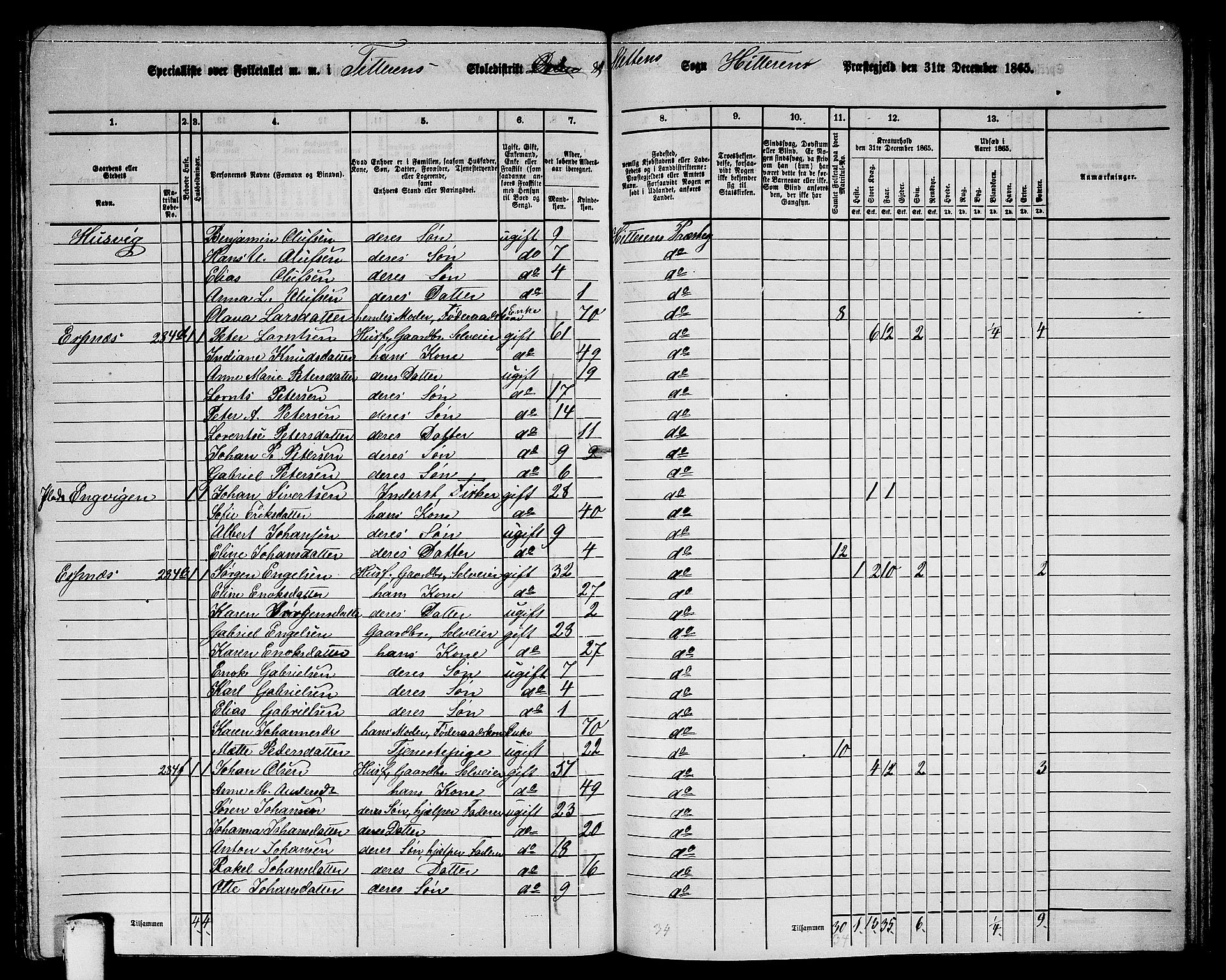 RA, 1865 census for Hitra, 1865, p. 252