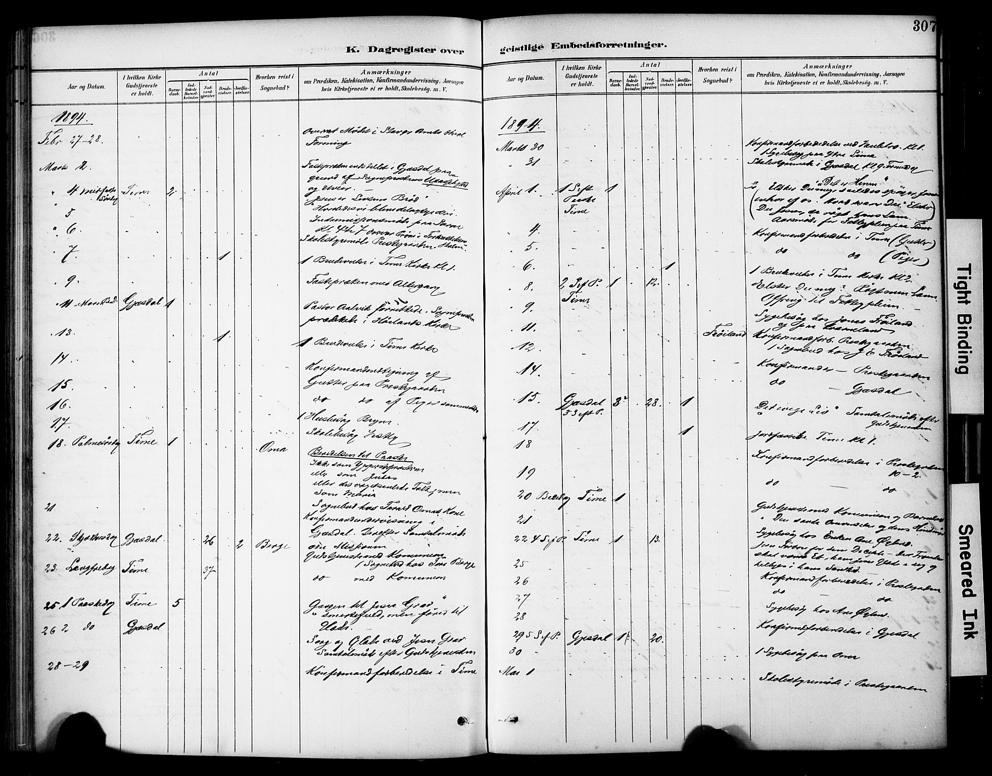 Lye sokneprestkontor, AV/SAST-A-101794/001/30BA/L0011: Parish register (official) no. A 9, 1893-1903, p. 307