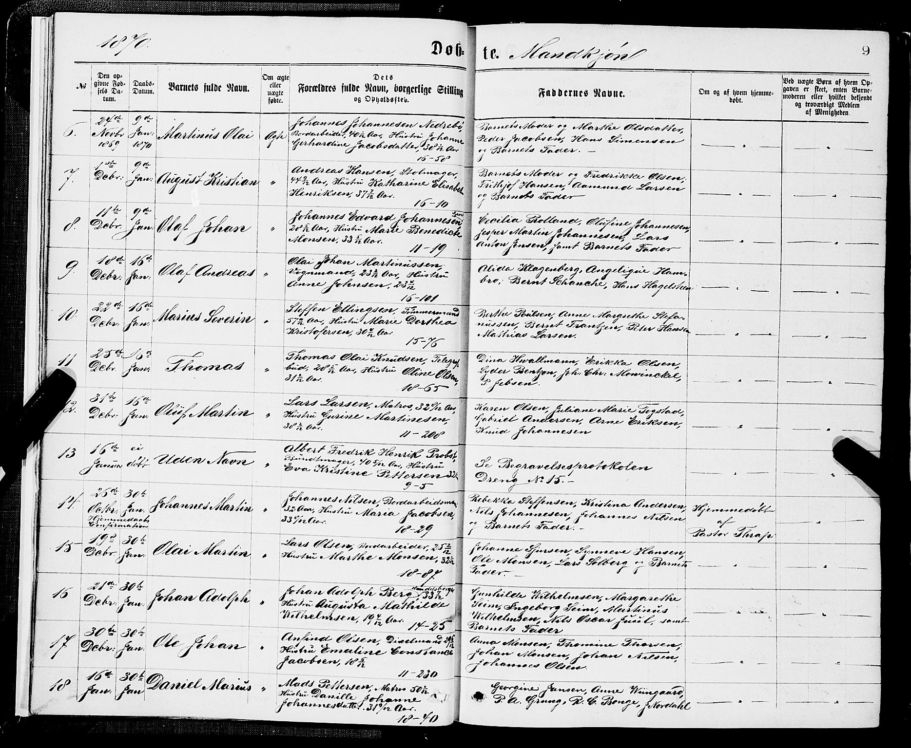 Domkirken sokneprestembete, SAB/A-74801/H/Hab/L0013: Parish register (copy) no. B 6, 1869-1876, p. 9