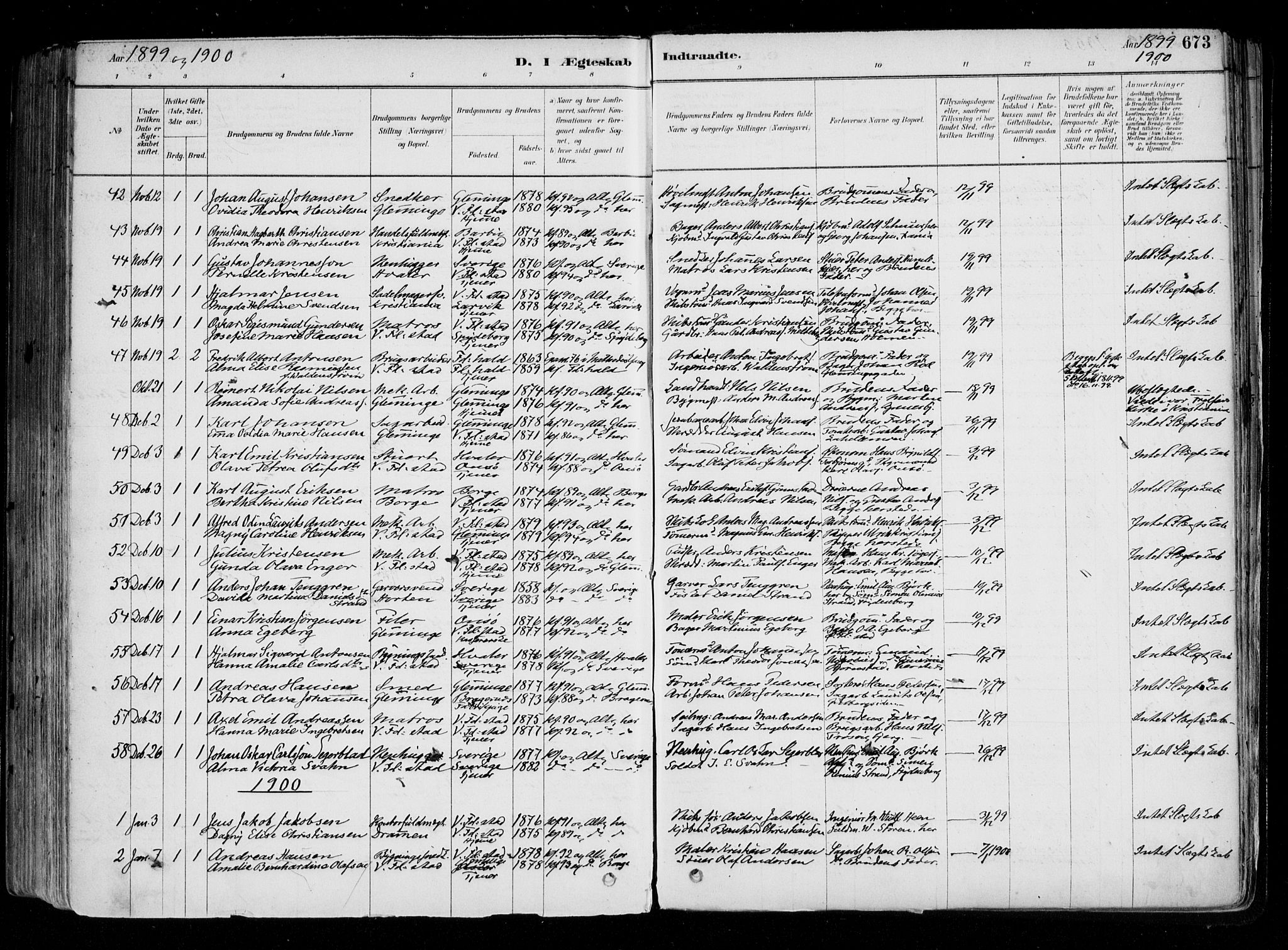Fredrikstad domkirkes prestekontor Kirkebøker, SAO/A-10906/F/Fa/L0004: Parish register (official) no. 4, 1878-1907, p. 673