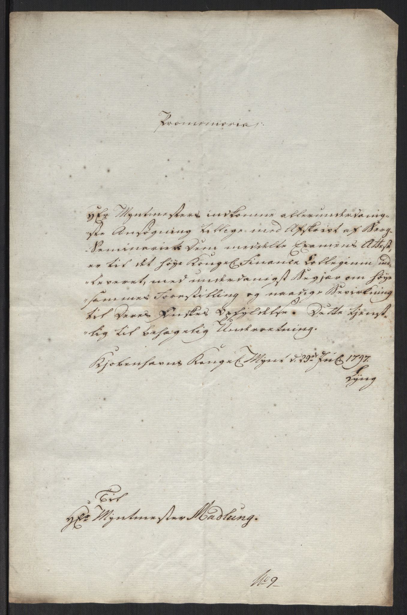 Rentekammeret inntil 1814, Realistisk ordnet avdeling, RA/EA-4070/Oa/L0008: [Y6]: Embetsbrev til myntmesteren på Kongsberg (1797-1806 og 1808-1813), 1797-1813, p. 64