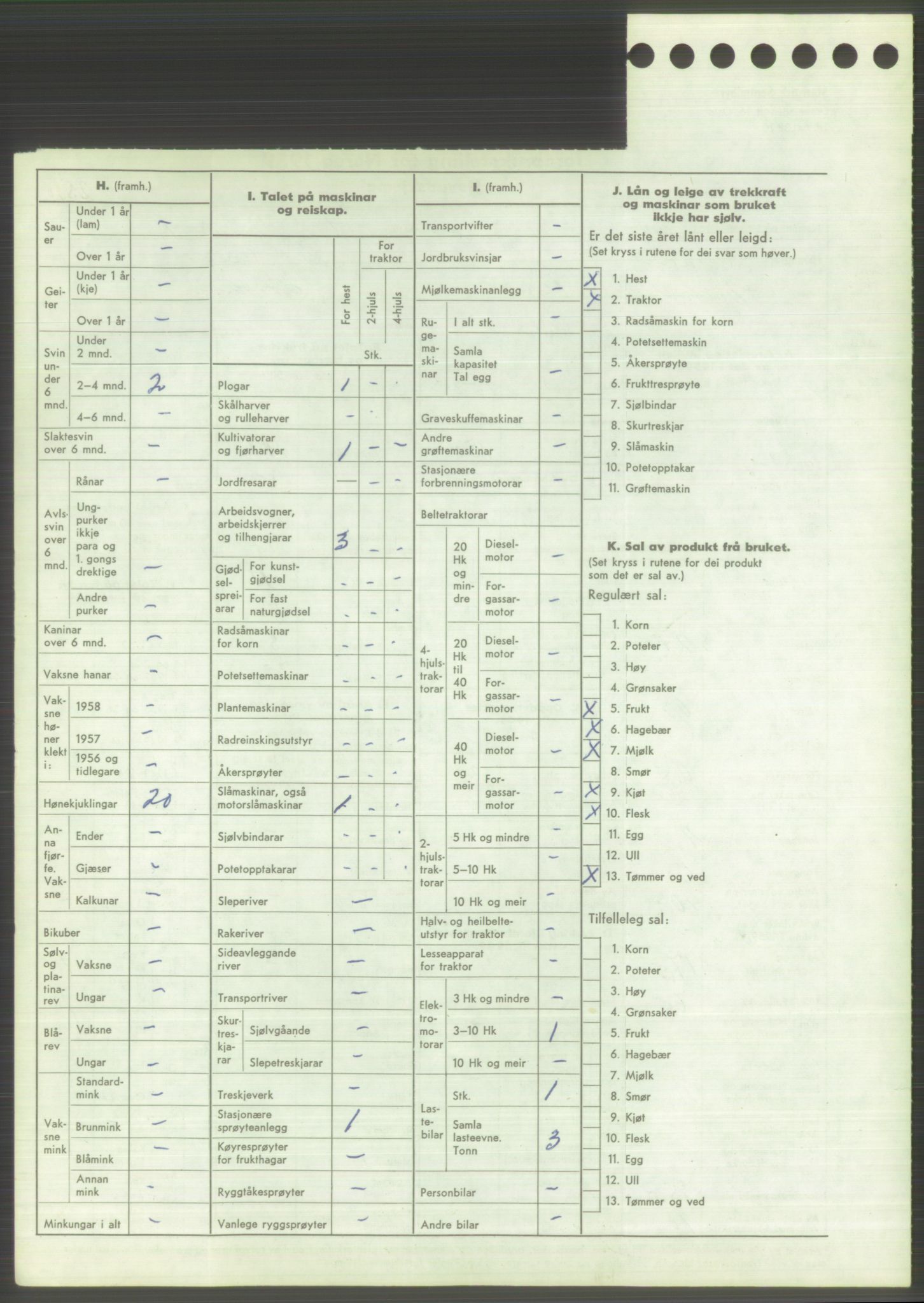 Statistisk sentralbyrå, Næringsøkonomiske emner, Jordbruk, skogbruk, jakt, fiske og fangst, AV/RA-S-2234/G/Gd/L0373: Rogaland: 1130 Strand (kl. 1-2), 1131 Årdal og 1132 Fister, 1959, p. 836