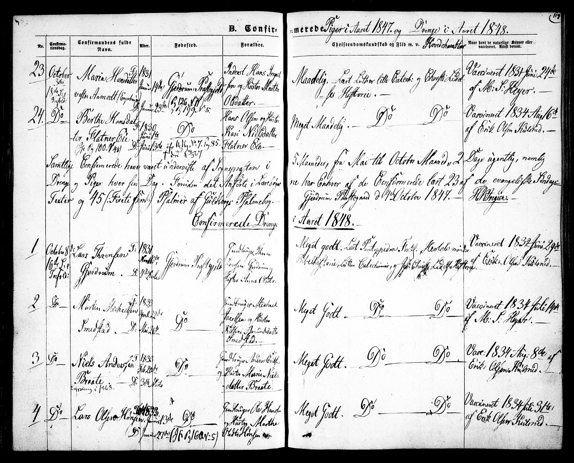 Gjerdrum prestekontor Kirkebøker, SAO/A-10412b/F/Fa/L0006: Parish register (official) no. I 6, 1845-1856, p. 119