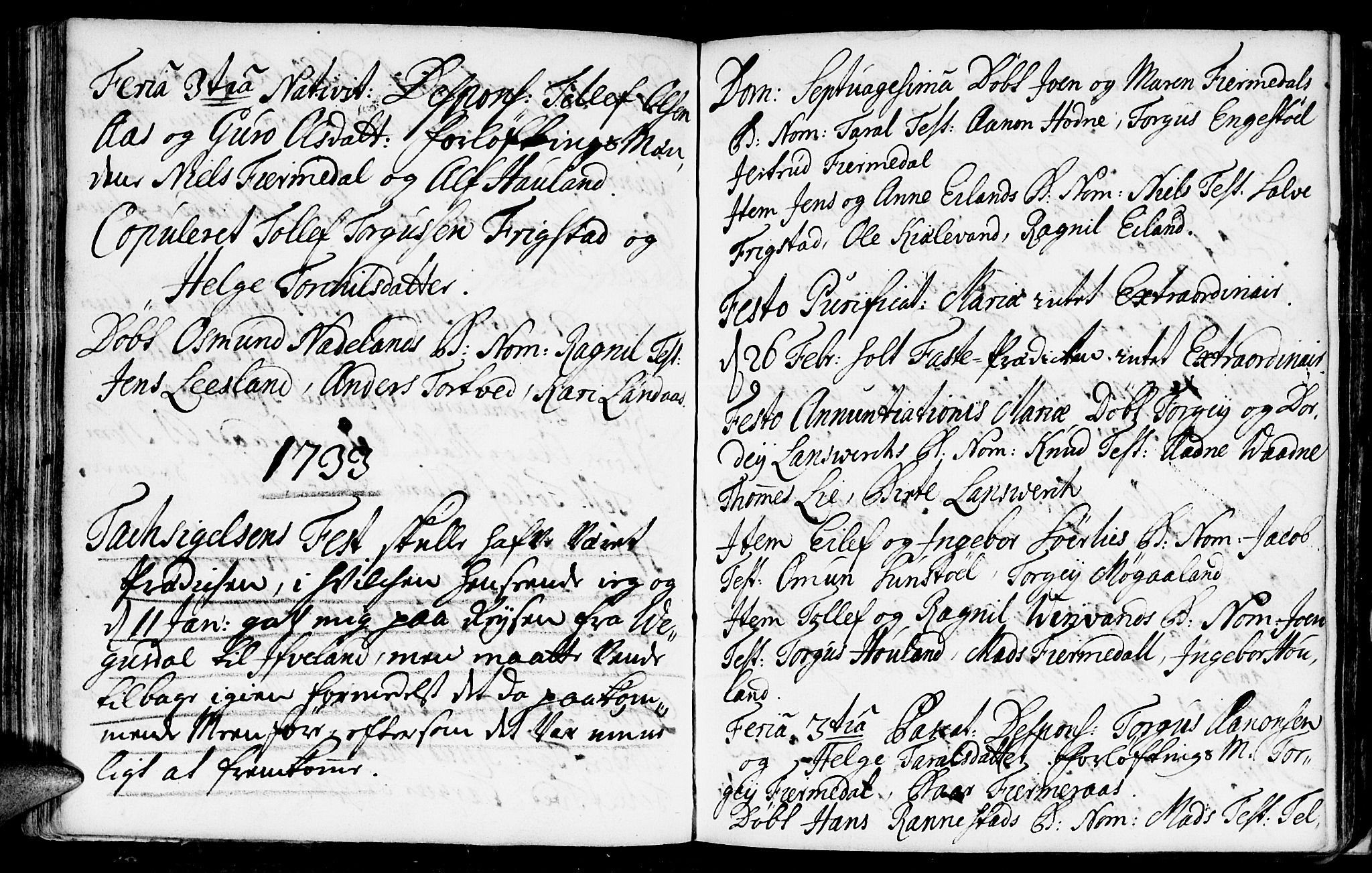 Evje sokneprestkontor, AV/SAK-1111-0008/F/Fa/Fac/L0001: Parish register (official) no. A 1, 1705-1764, p. 153-154