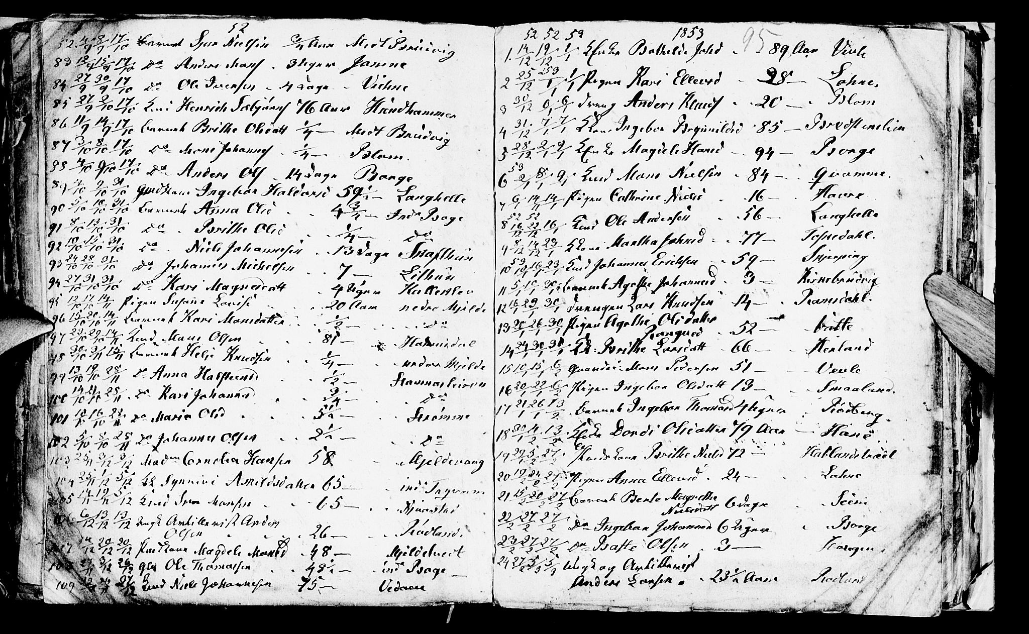 Haus sokneprestembete, SAB/A-75601/H/Hab: Parish register (copy) no. A 1, 1830-1855, p. 95