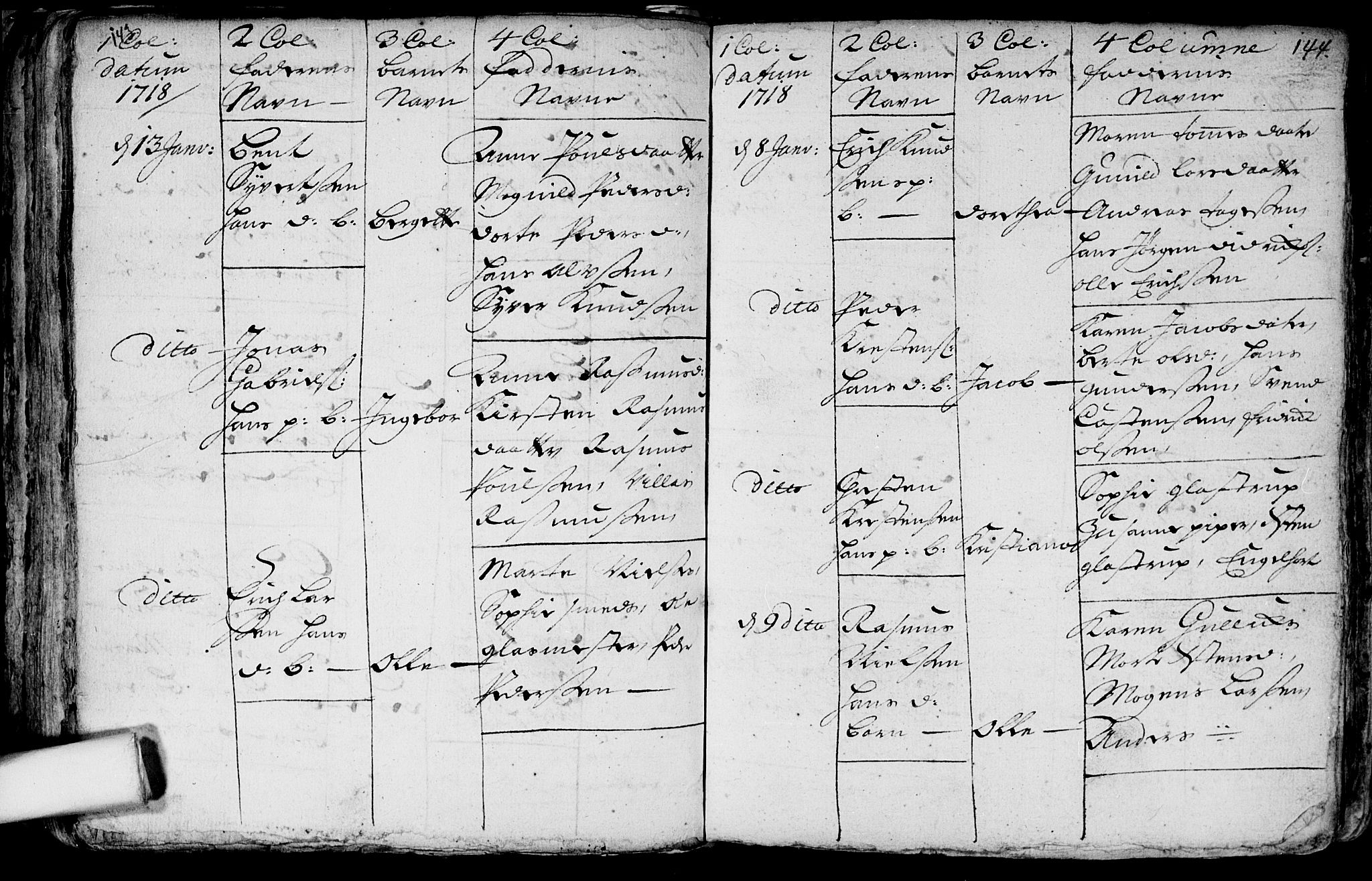 Aker prestekontor kirkebøker, SAO/A-10861/F/L0002: Parish register (official) no. 2, 1714-1720, p. 143-144