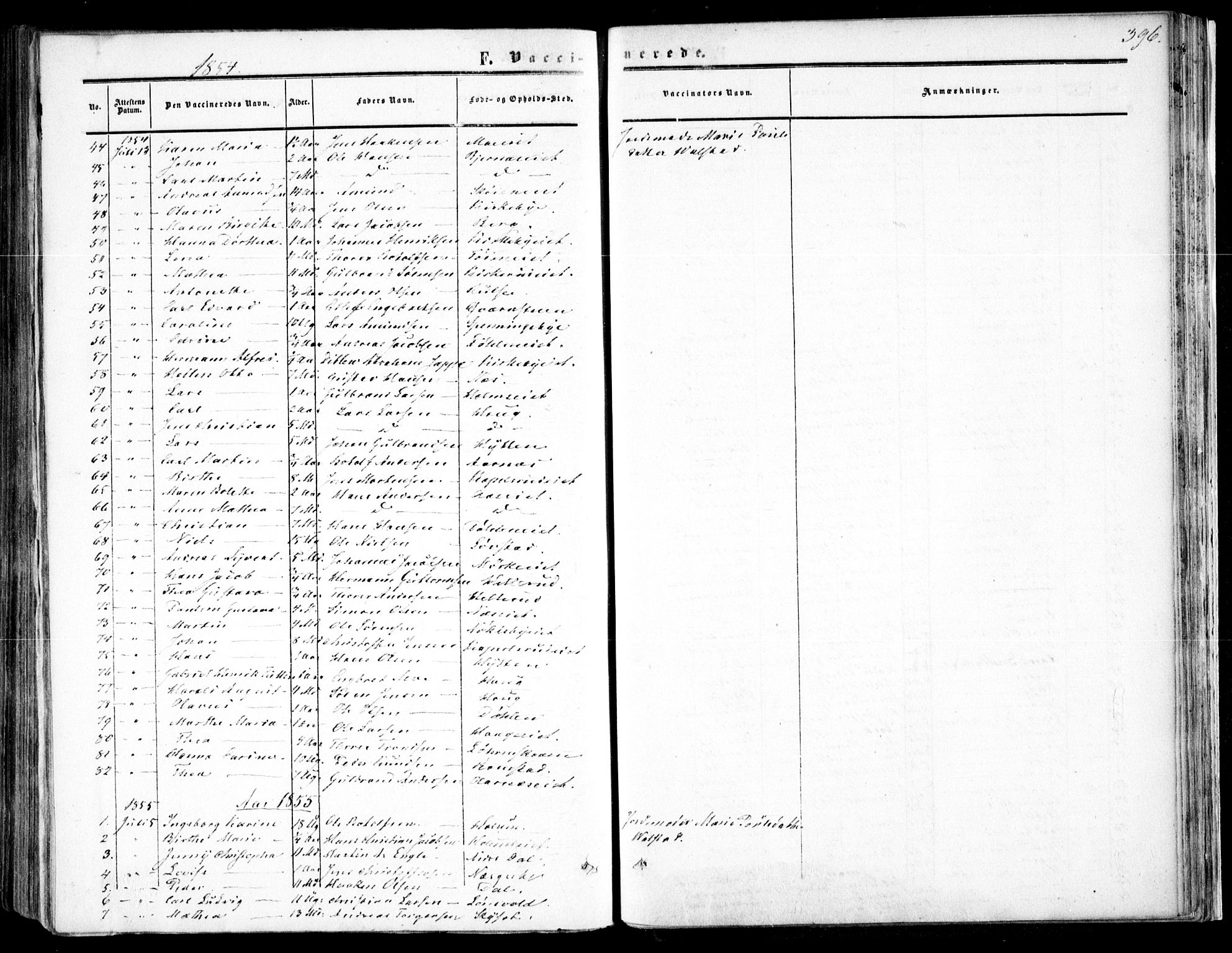 Nittedal prestekontor Kirkebøker, SAO/A-10365a/F/Fa/L0005: Parish register (official) no. I 5, 1850-1862, p. 396