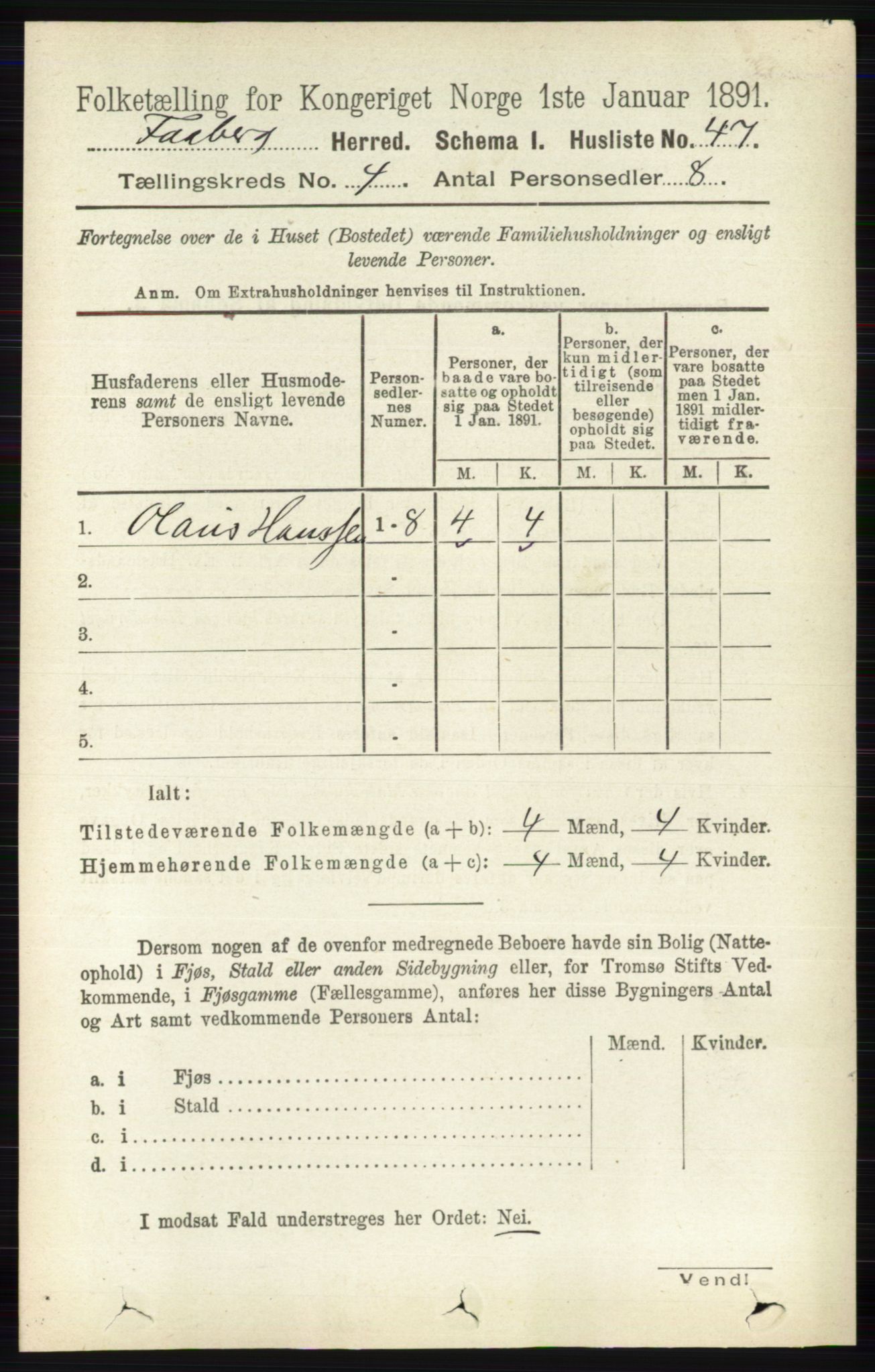 RA, 1891 census for 0524 Fåberg, 1891, p. 1212